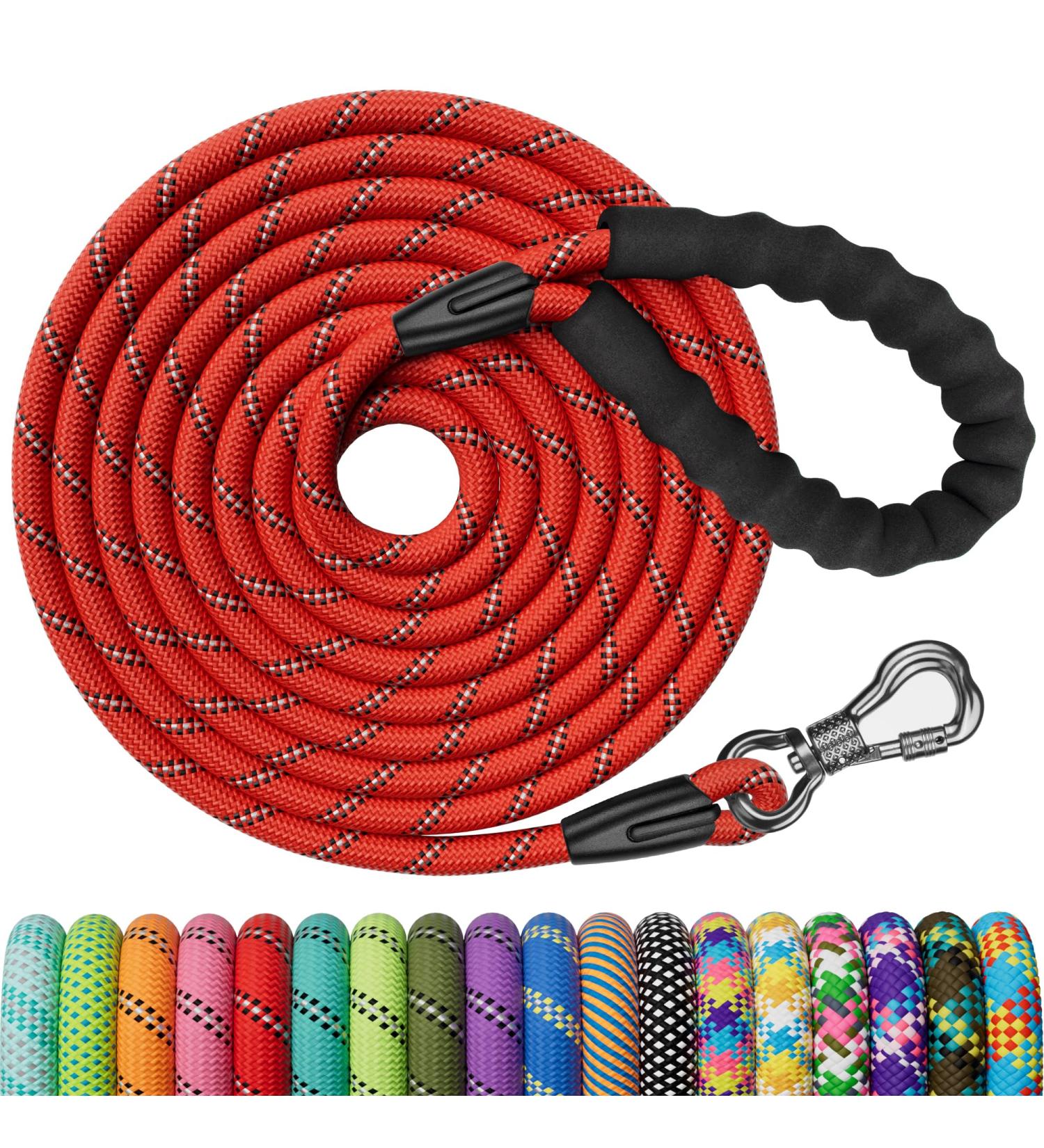 X XBen Dog Leash: Durable 3m-30m Tow Lines with Lockable Carabiner Ideal for Puppies & Dogs of All Sizes | Soft Hand Loop Red - Buy Online on GoSupps.com