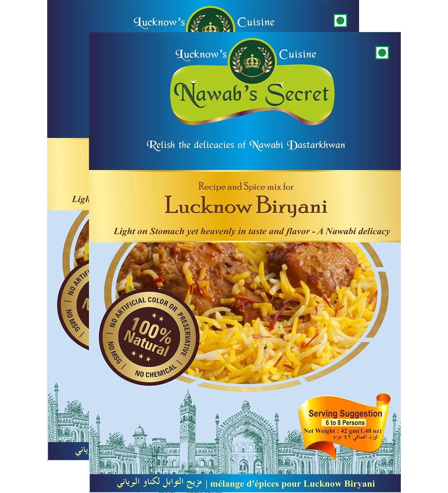 Nawab's Secret Lucknows Biryani Masala 60g - Pack of 6 | Authentic Blend for Flavorful Biryani - Buy Online on GoSupps.com