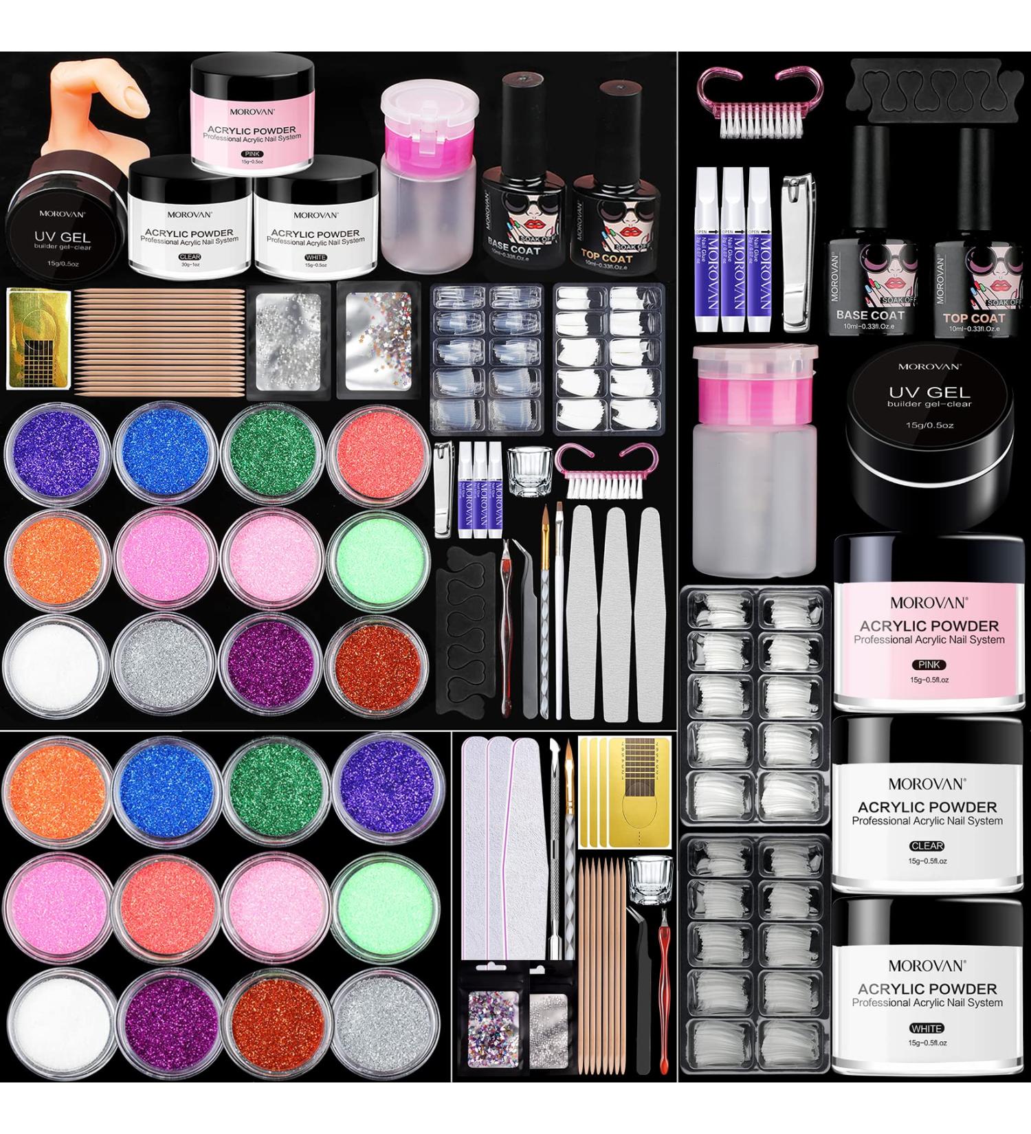 Morovan Glitter Acrylic Nail Kit - Professional Set for Nail Art Decoration and DIY Nail Extensions - Buy Online on GoSupps.com