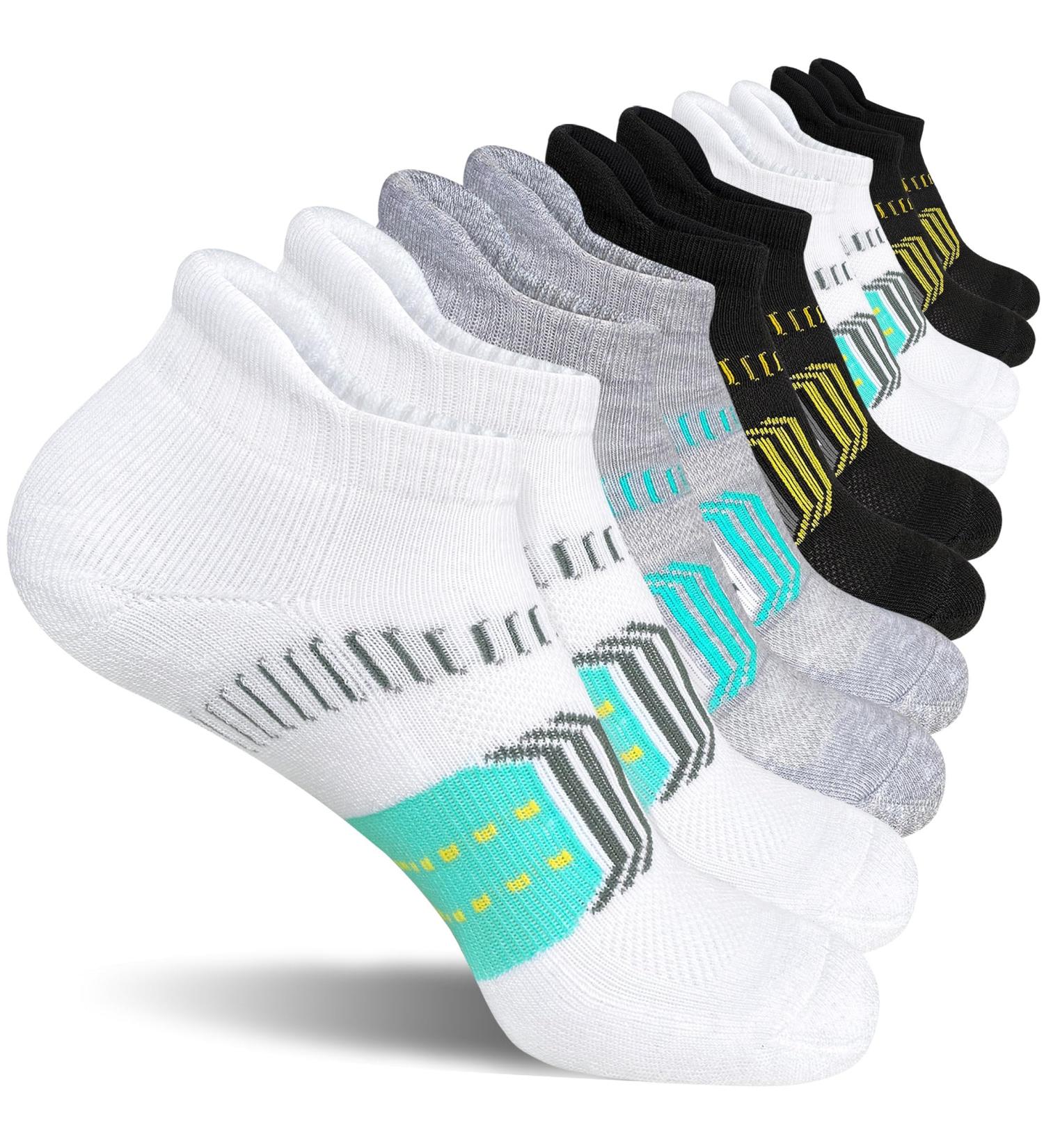 Avayuu Women's Sneaker Socks - Padded Running Socks for Comfort | 5 Pairs (White Black Light Gray) | Sizes 35-42 | International Shipping - Buy Online on GoSupps.com