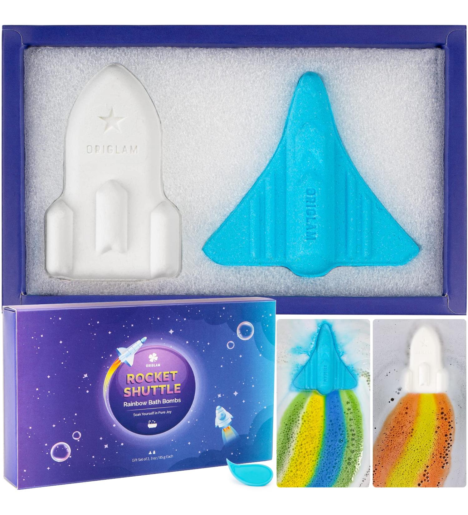 Kids Bath Bombs Gift Set for Boys - Space Theme, Aeroplane & Rocket Design - 3 oz 2 ct - Perfect Birthday and Christmas Gifts for Children - Buy Online on GoSupps.com