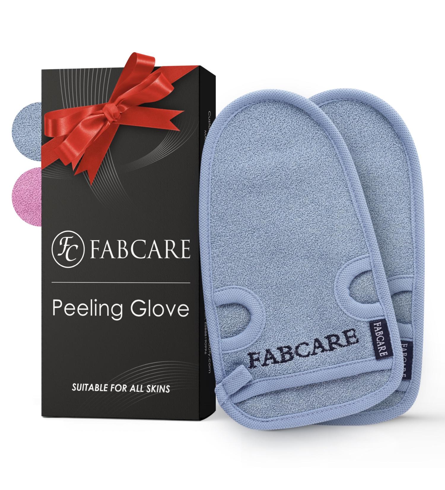 Fabcare Premium Peeling Glove & Sponge Set | Exfoliating Body & Face Gloves - 2 Pack with Suction Cups & eBook - Dermatest Rated - Buy Online on GoSupps.com