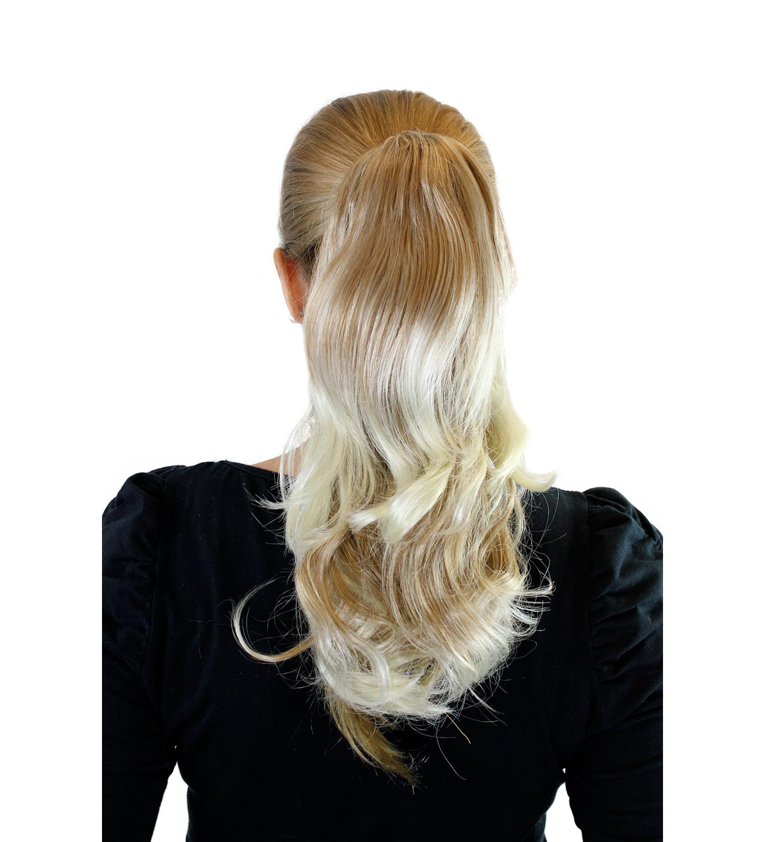 Extension hairpiece blonde mix with light tips braid hair extension butterfly clip wavy approx. 40 cm JL-0065-27T613