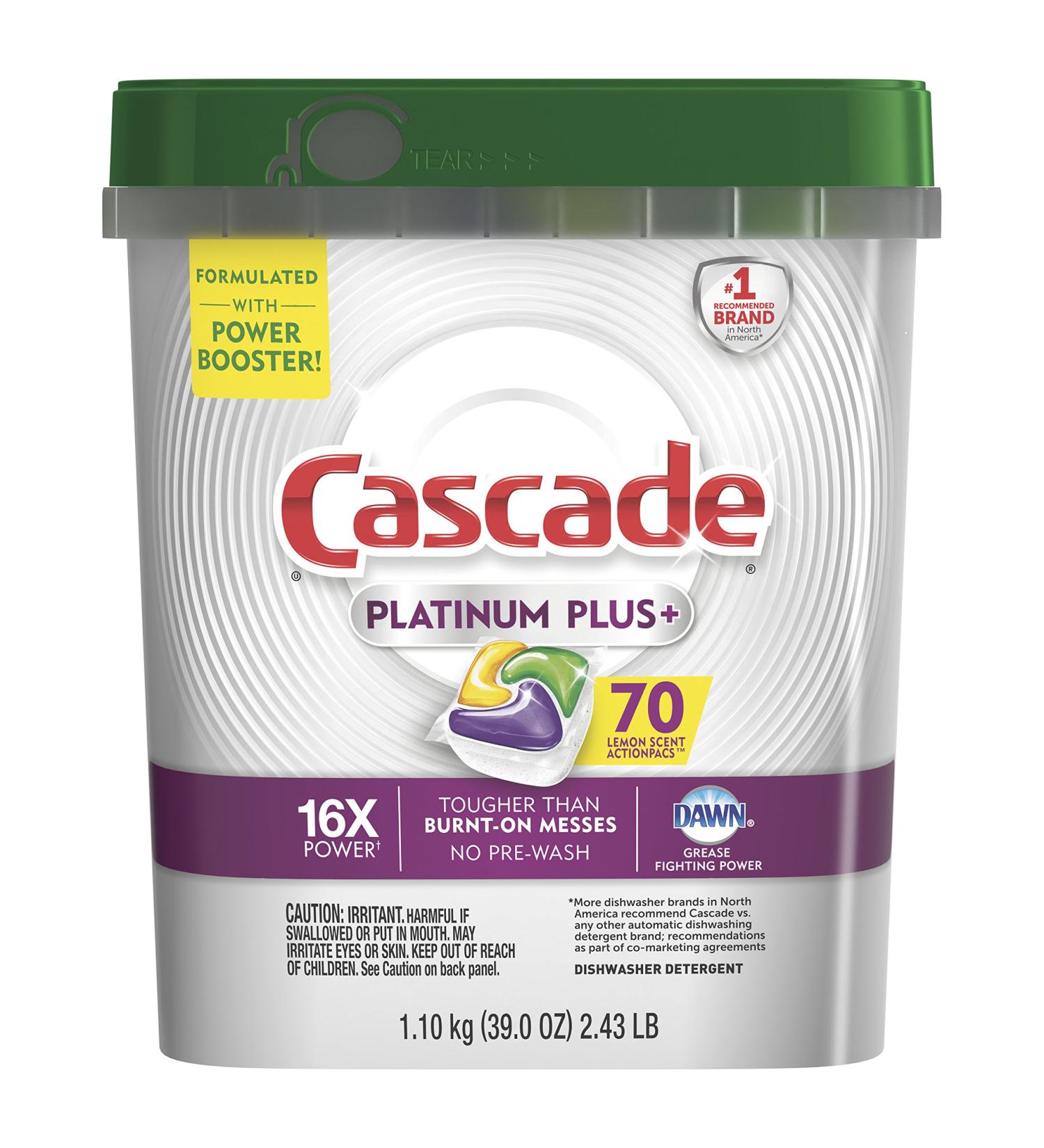 Cascade Platinum Dishwasher Pods ActionPacs with Lemon Platinum Plus - 70 Count - Buy Online on GoSupps.com