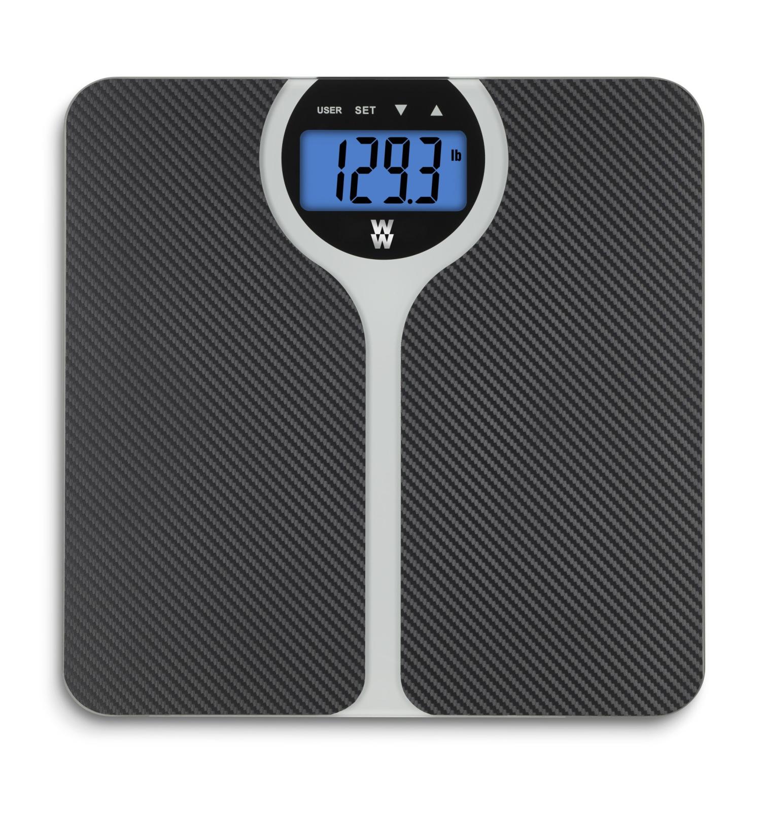 Conair Carbon Fiber Design BMI Bathroom Scale | 400 Lbs. Capacity, Blue Backlight - Buy Online on GoSupps.com