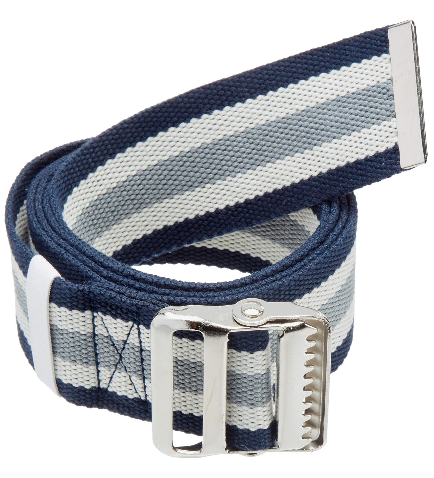 LiftAid Transfer Belt with Metal Buckle - Assistive Walking Aid for Patients, Nurses & Therapists - 60L x 2W - Blue/White/Gray - Buy Online on GoSupps.com