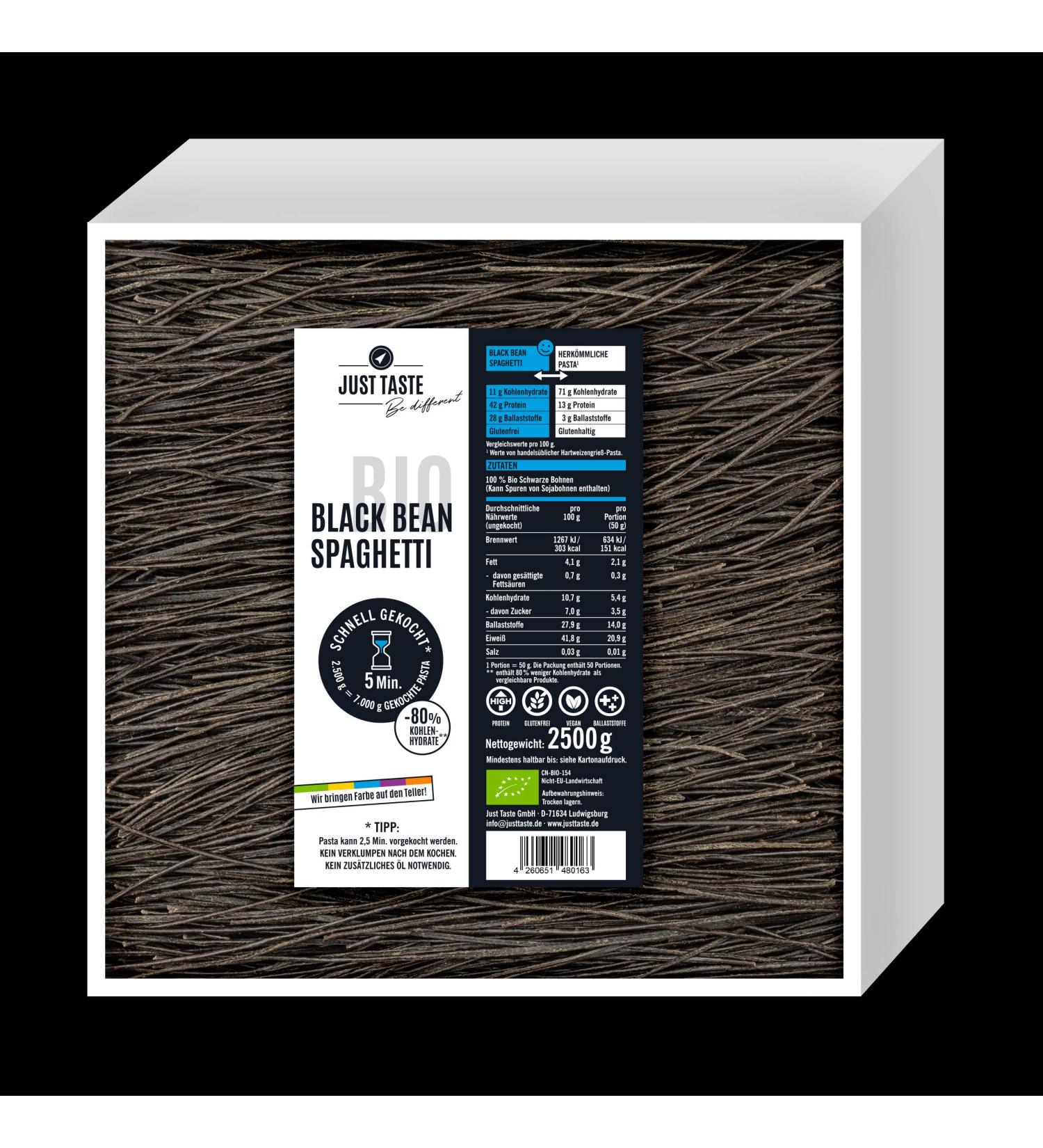 Buy JUST TASTE Organic Black Bean Spaghetti - 2.5 KG Big Pack - Healthy Vegetable Pasta for International Shipping - Buy Online on GoSupps.com