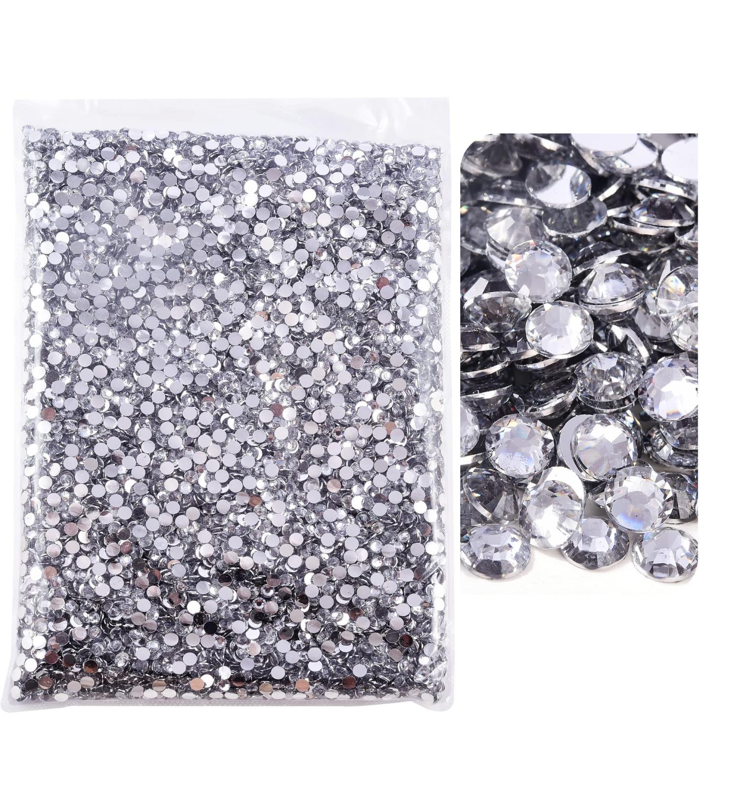 25000pcs 4mm Clear Flatback Rhinestones - Silver Backing Resin, Non Hotfix for Crafts, Clothes, Makeup, Nail Art - Wholesale Bulk Quantity - Buy Online on GoSupps.com