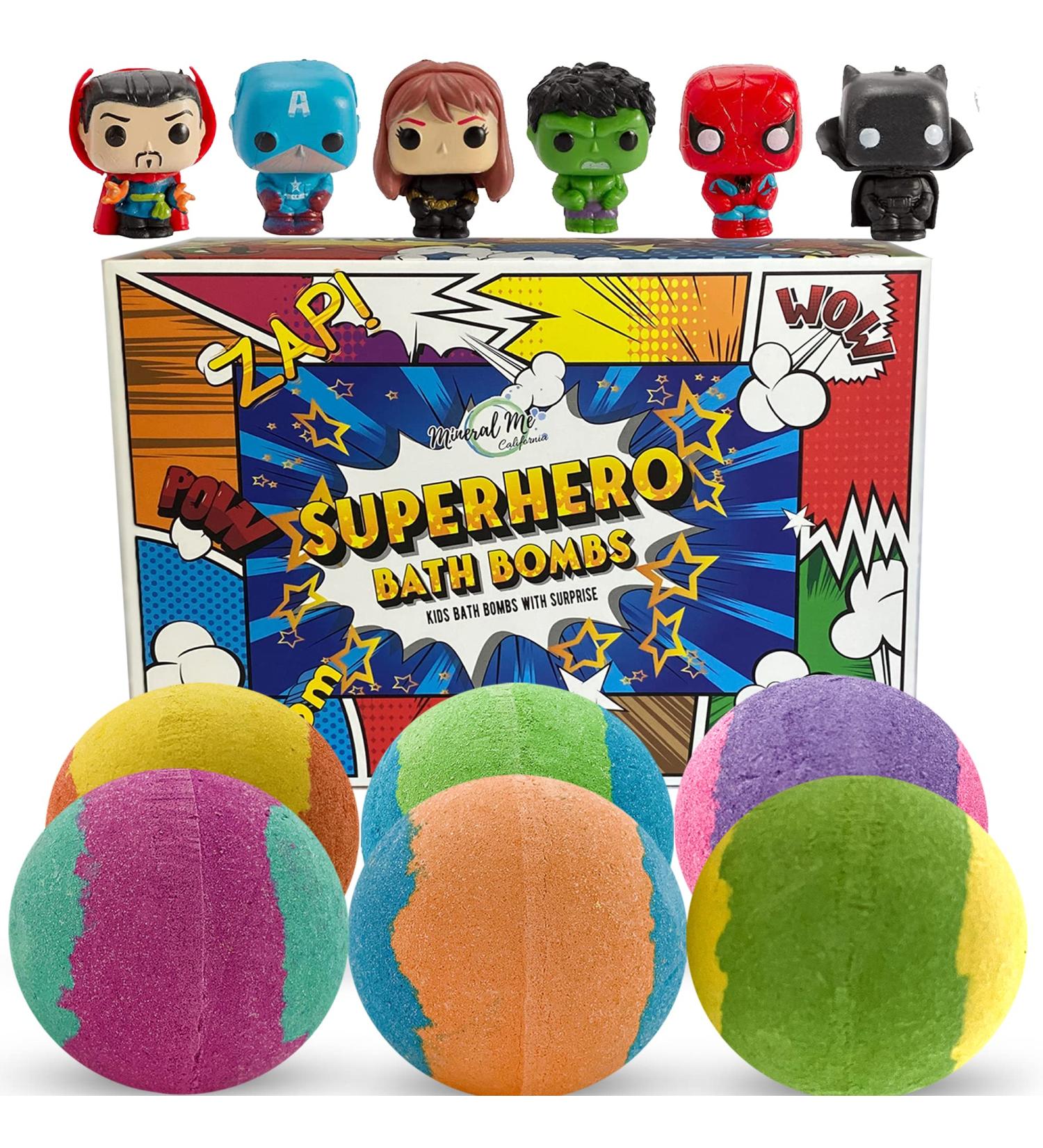 Organic Bath Bombs for Kids with Superhero Toy Inside - Gentle Bubble Bath Fizzies - Birthday Gift for Girls and Boys - Buy Online on GoSupps.com