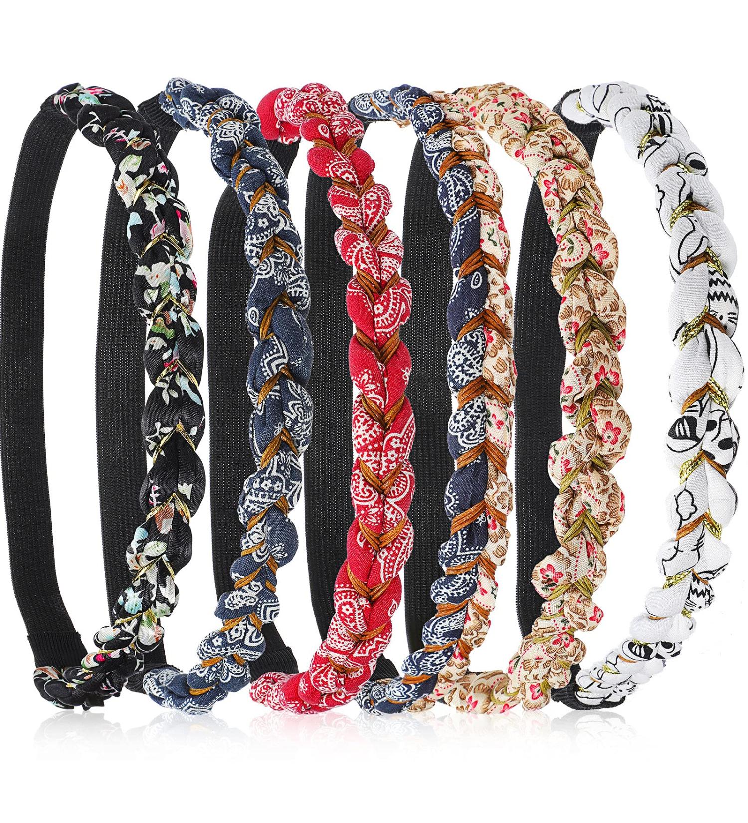 Braided Floral Headbands - 6 Piece Set for Girls & Women | Adjustable, Elastic, Stretch Fabric Hair Accessory - Ideal for Hair Styling - Buy Online on GoSupps.com