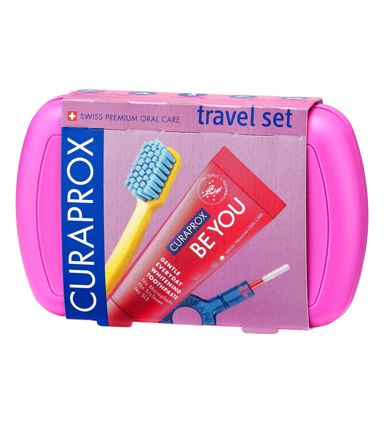 Curaprox Travel Set Rosa | Complete Travel Toothbrush CS 5460 + Be You Toothpaste + Interdental Brushes - Perfect Travel Tooth Care Set - Buy Online on GoSupps.com