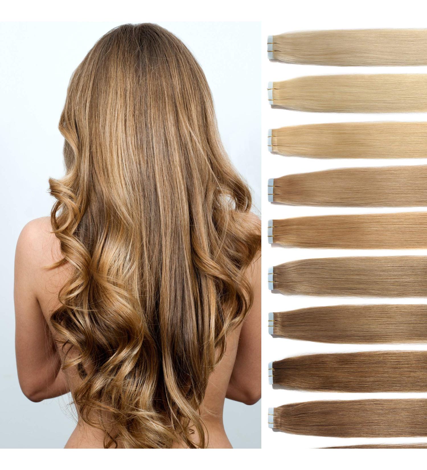 60cm Tape In Hair Extensions - Real Hair Color #18 Dark Blonde 10 Wefts Adhesive Tape International Shipping - Buy Online on GoSupps.com