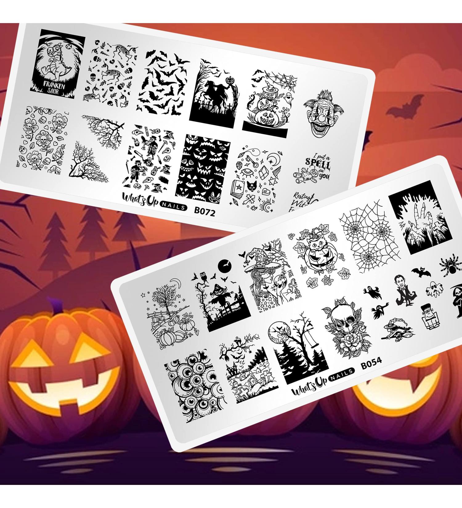 Whats Up Nails Halloween Stamping Plates 2 Pack - B054 & B072 - Nail Art Design Variety Set - Buy Online on GoSupps.com