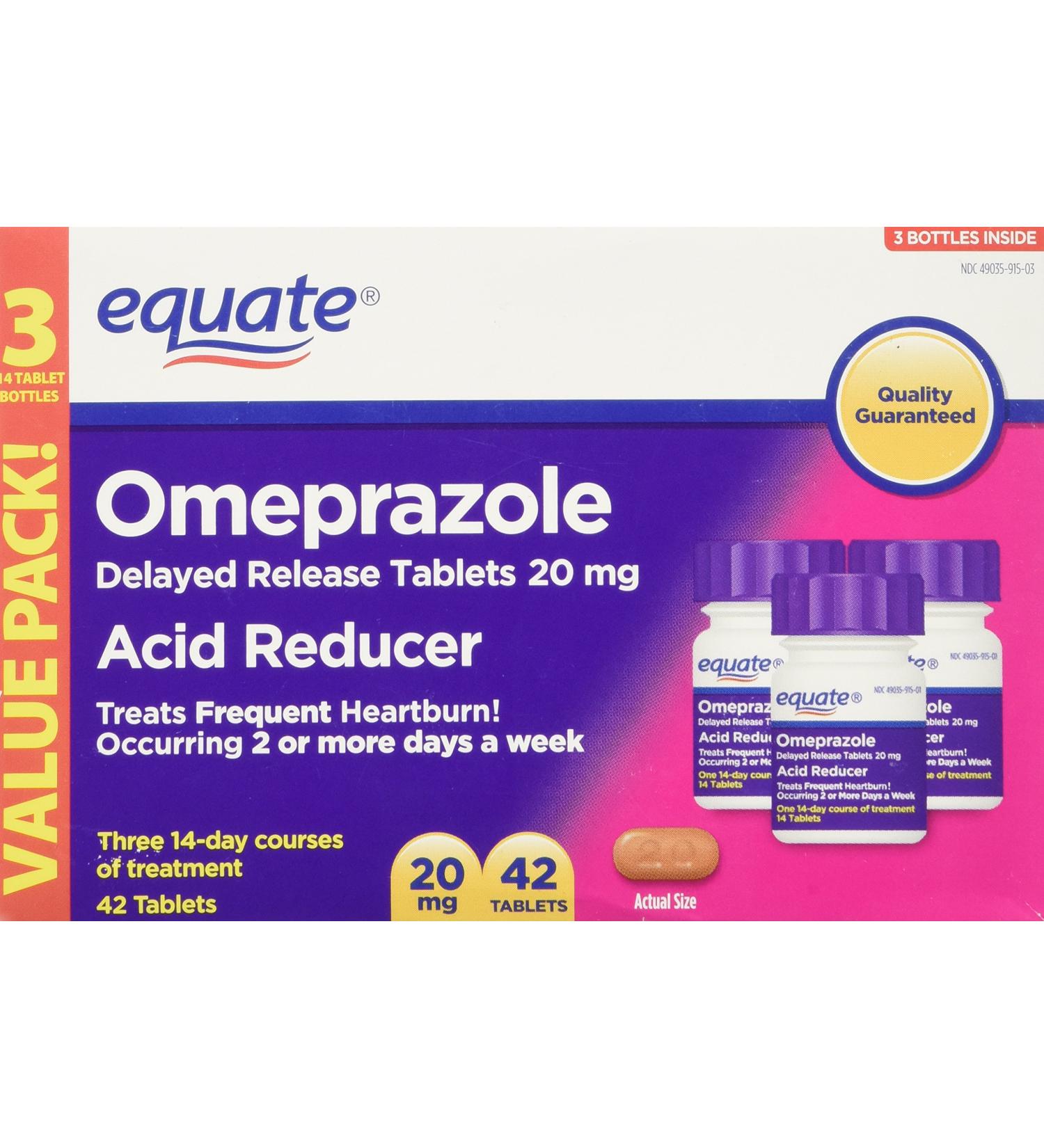 Equate Omeprazole 20mg Acid Reducer - 42 Delayed Release Tablets - Buy Online on GoSupps.com