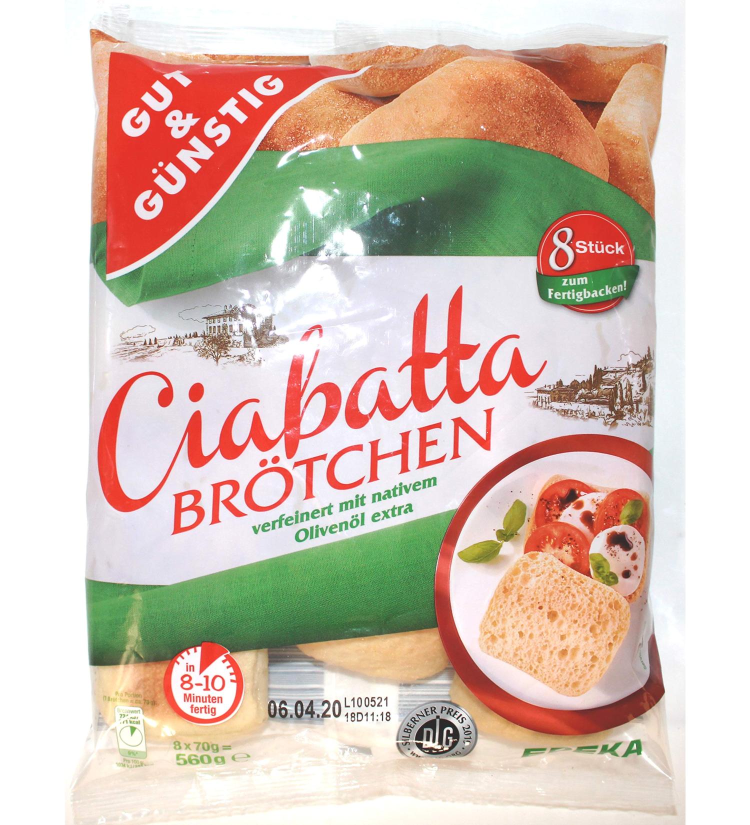 Gut & G nstig Gut & G nstig Set of 6 small ciabatta breads 6 x 560 g