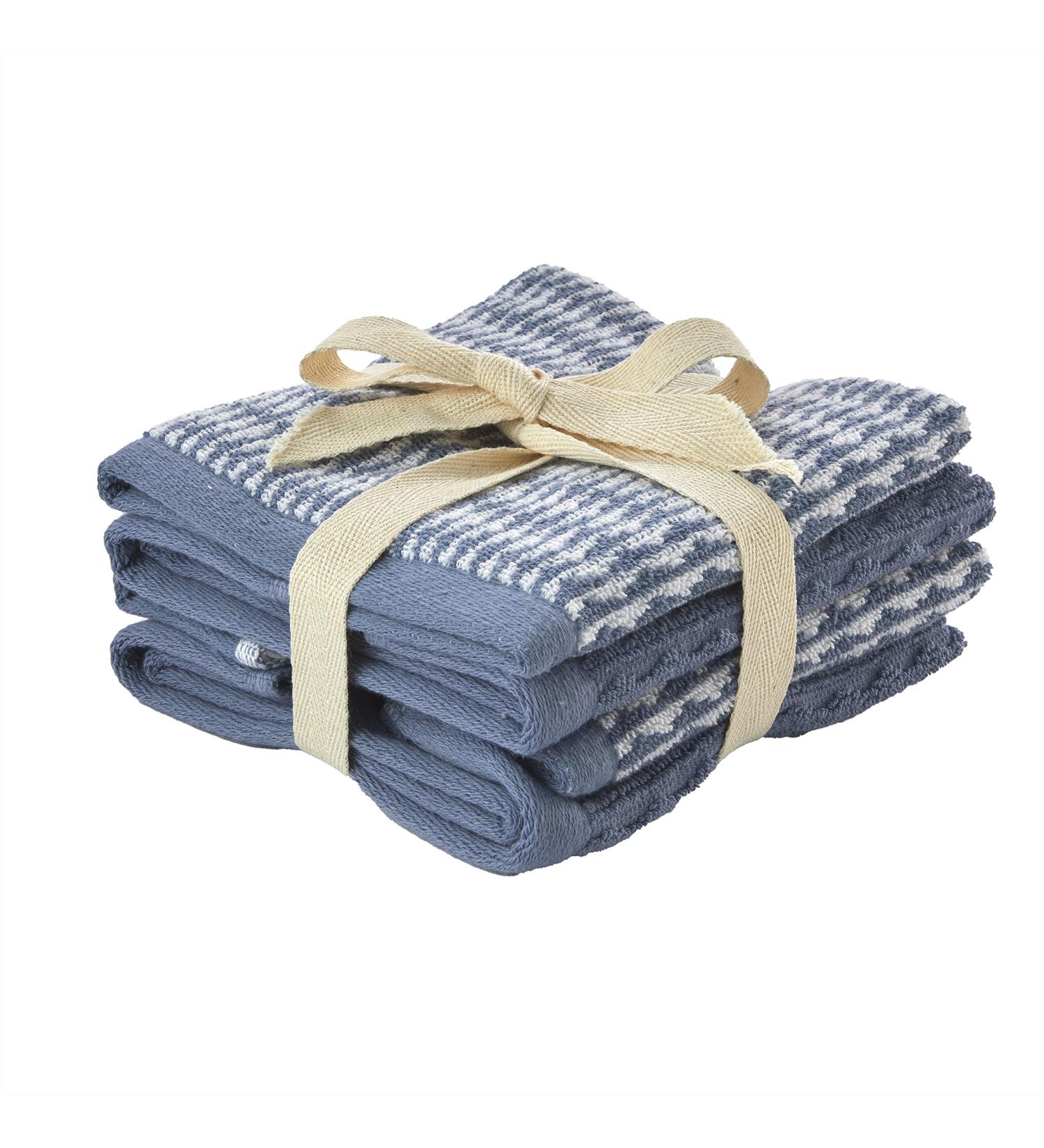 SKL Home Longborough 100% Turkish Cotton Washcloth Set - 12x12 - Denim Blue - 4 Pack - Buy Online on GoSupps.com