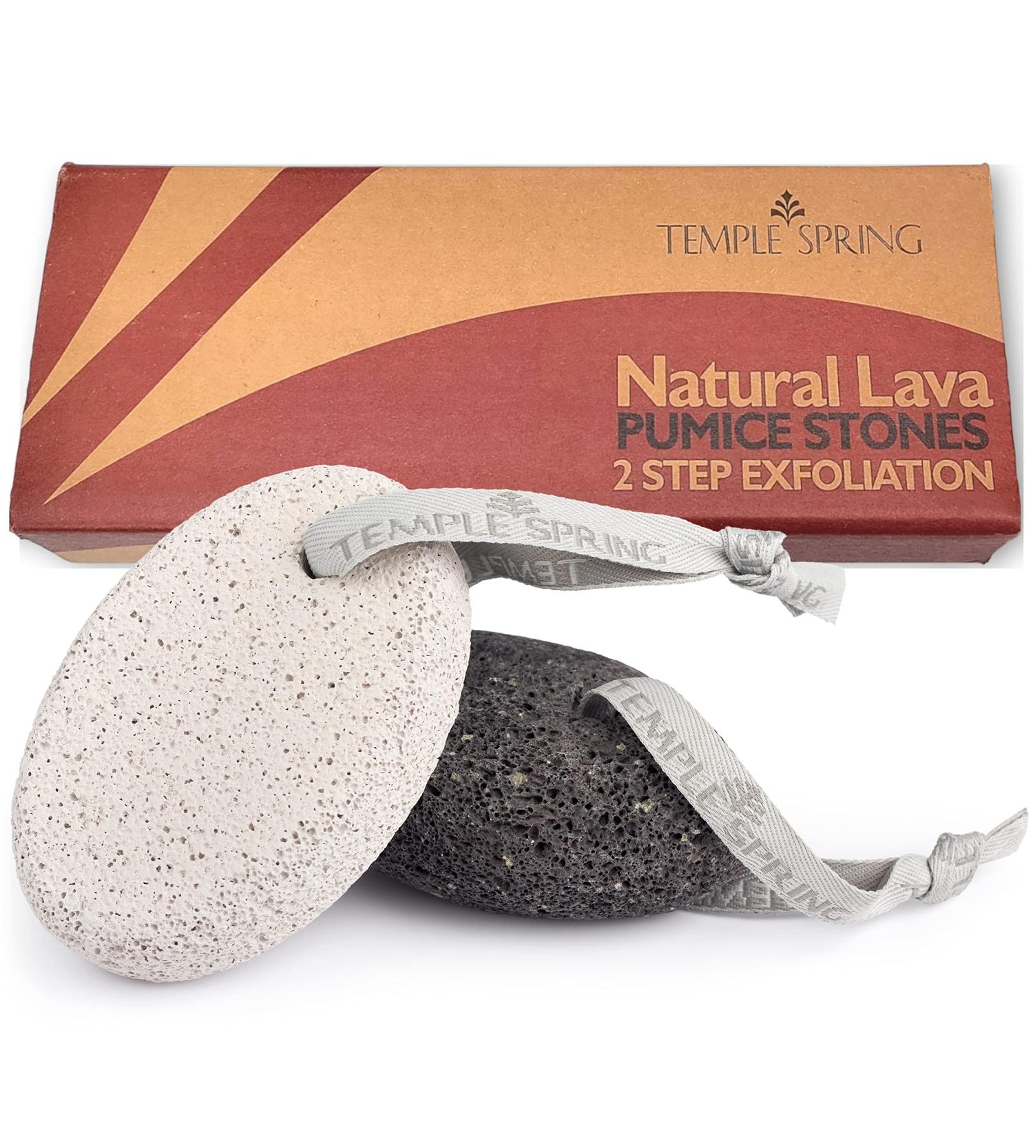 Natural Lava Pumice Stone Set - BIMSSTEINST Temple Spring Scrubber & Foot Fish for Soft Feet - Black & White (2 Pieces) - Buy Online on GoSupps.com