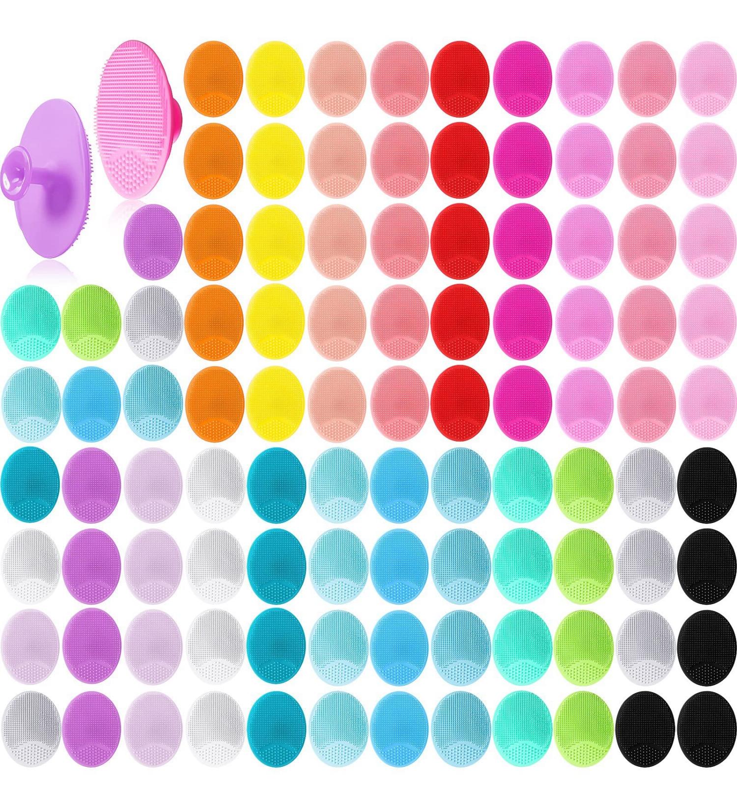 Roshtia 100 Pcs Face Silicone Scrubber - Exfoliating Facial Cleansing Brush for Pore Blackhead Removal & Skin Care - 20 Colors - Buy Online on GoSupps.com