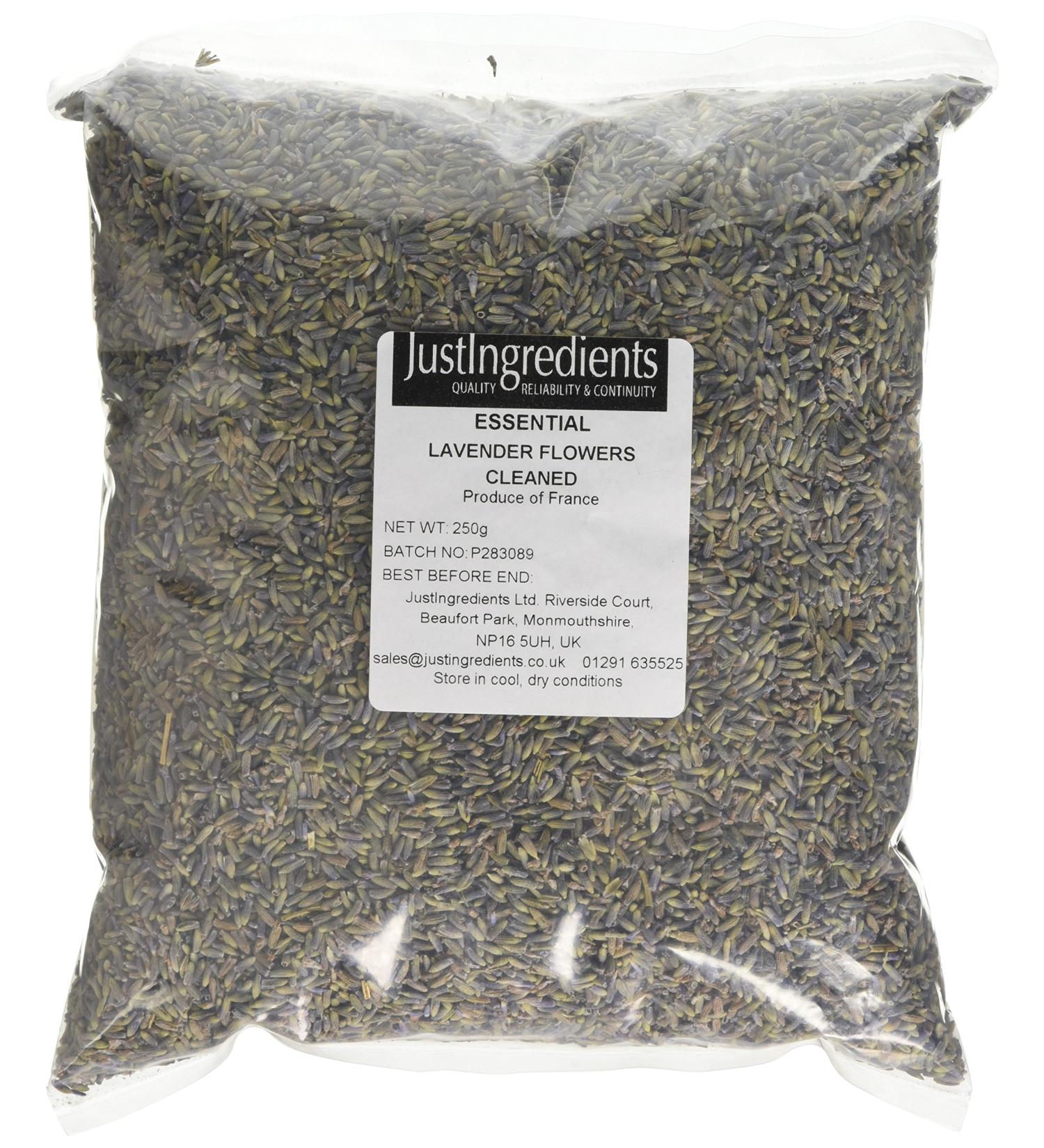 JustIngredients Essentials Lavender Flowers Cleaned 250 g - Buy Online on GoSupps.com