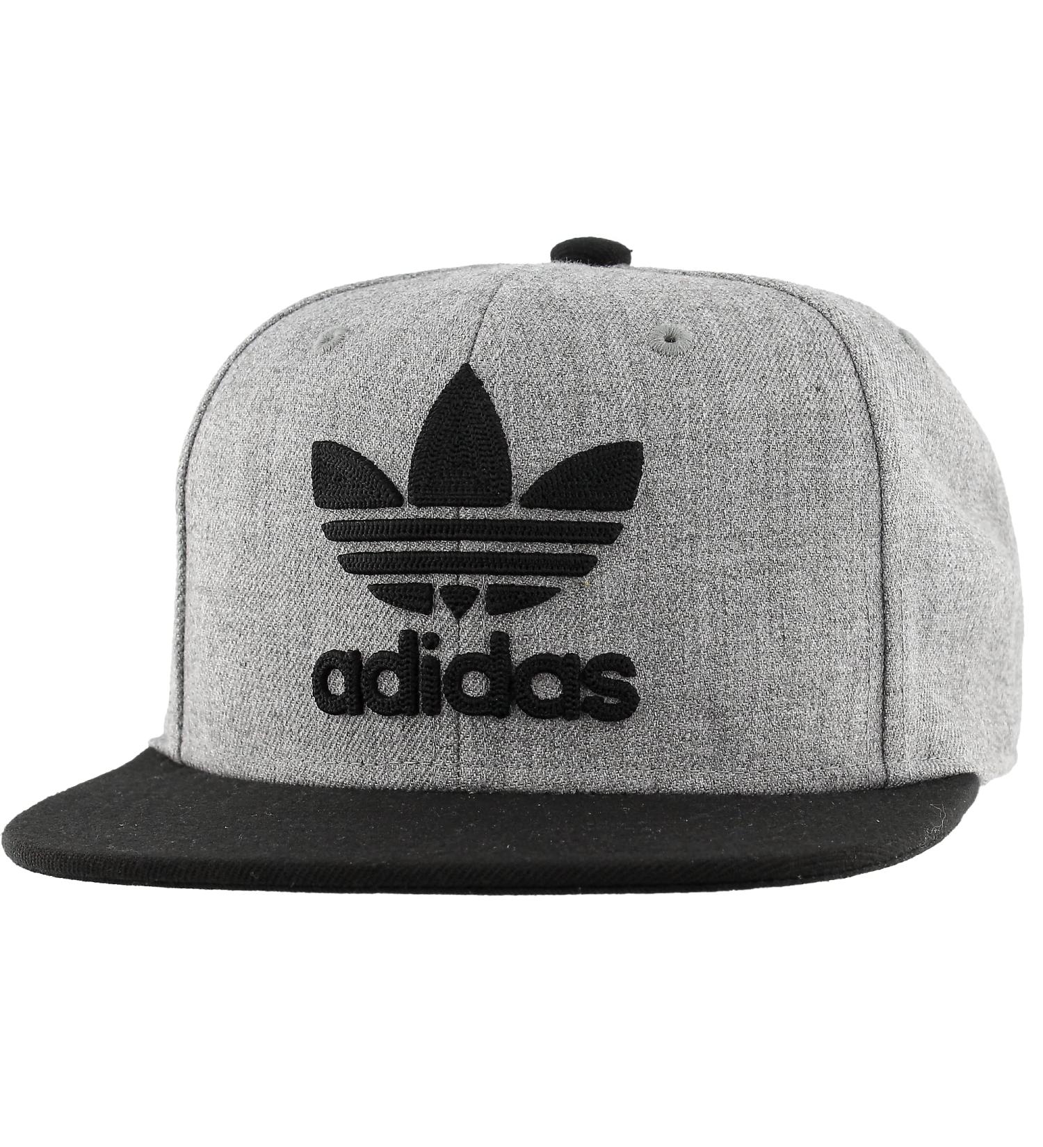 adidas Originals Men's Trefoil Chain Snapback Hat - Heather Grey/Black | One Size - Buy Online on GoSupps.com