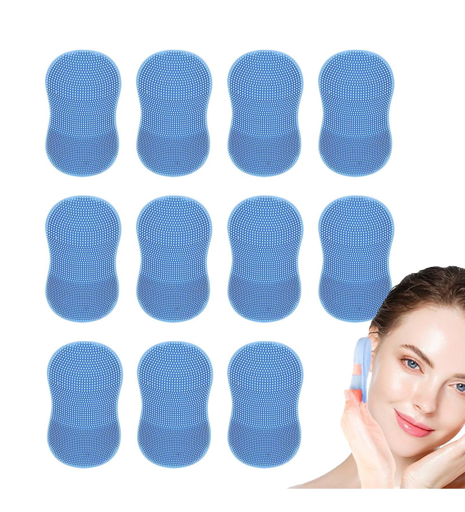 Samuliy Silicone Face Scrubber 10 Finger Handle Face Silicone Scrubber Small Brush - Women Men Daily Skincare Face Brush with Ergonomic Grip for Business Trip Travelling Blue - Buy Online on GoSupps.com