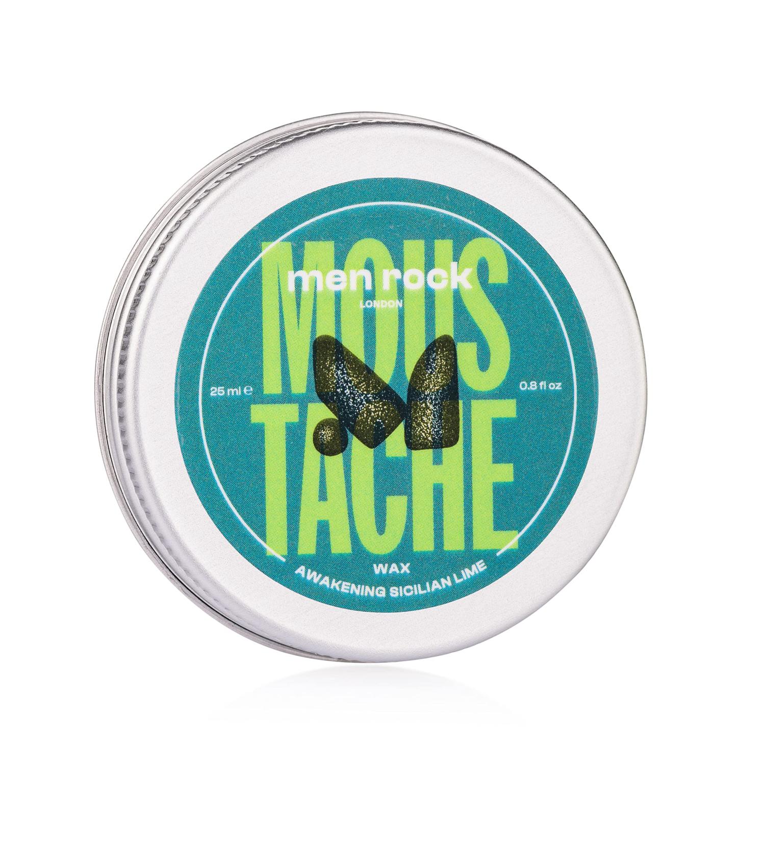 Men Rock Awakening Moustache Wax 25ml - Shapes & Tames, Coffee Oil, Softens Hair, Zesty Sicilian Lime Scent - Buy Online on GoSupps.com