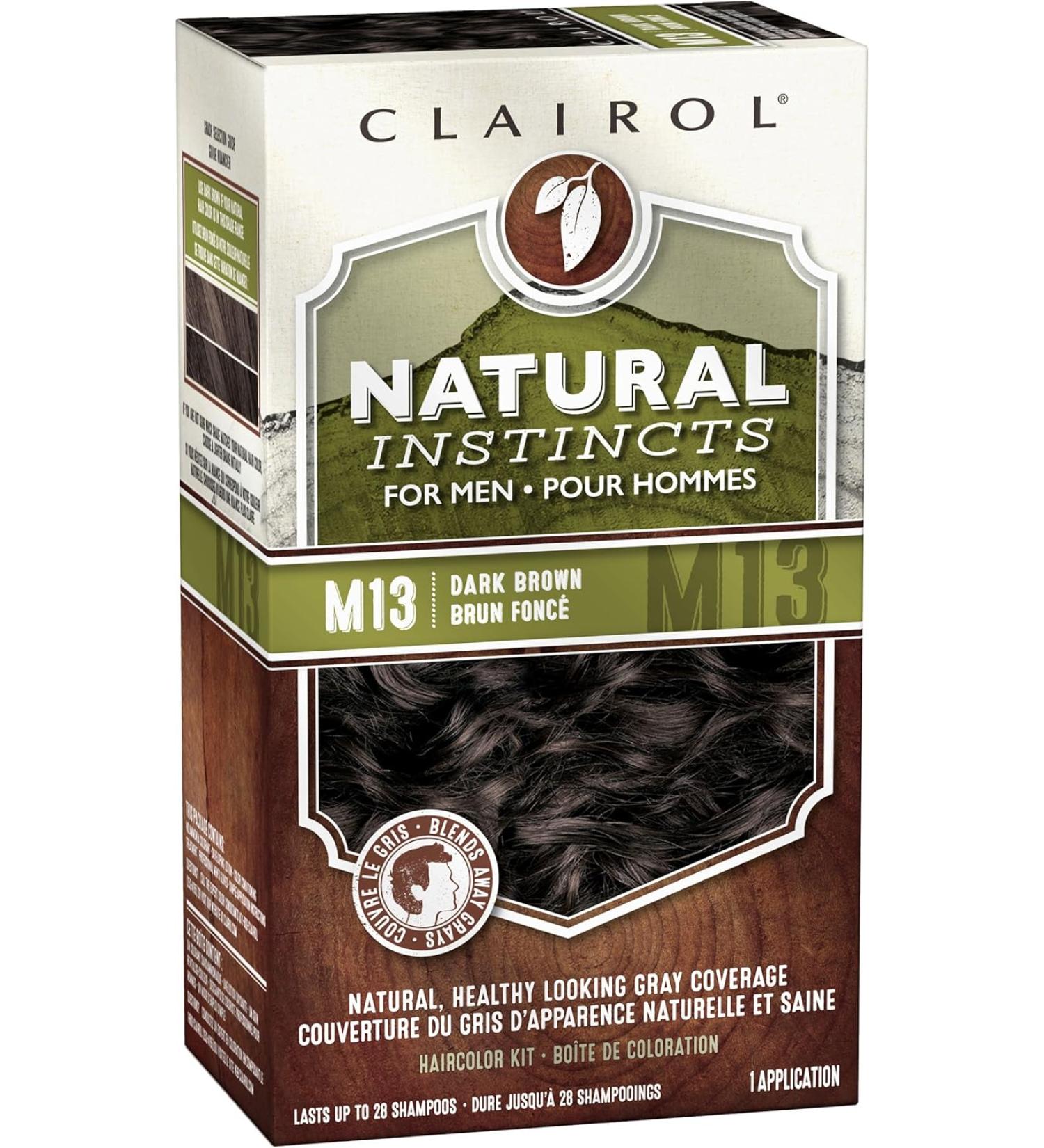 Clairol Natural Instincts Semi Permanent Hair Dye for Men - M13 Dark Brown Hair Color - Buy Online on GoSupps.com