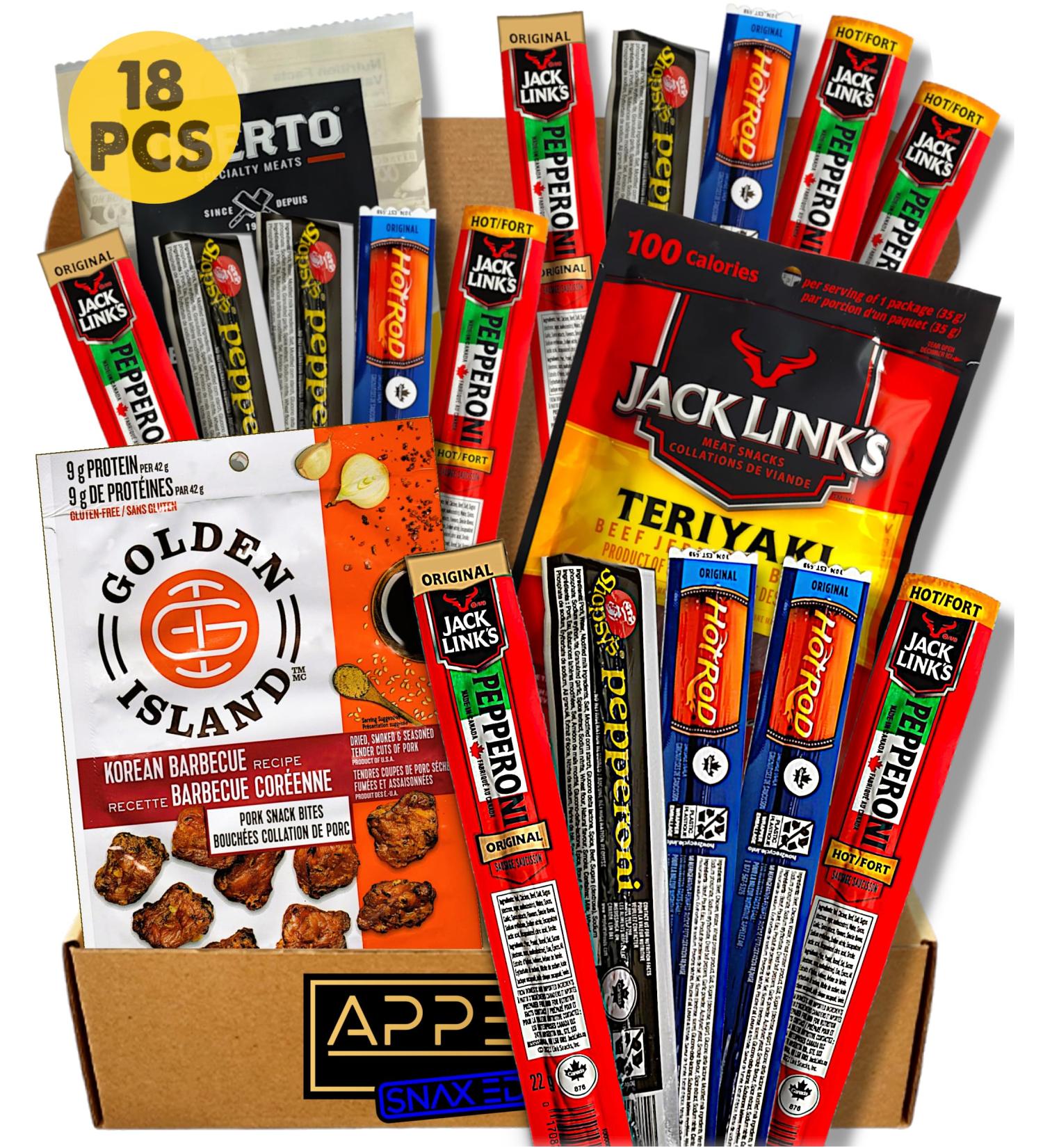 Meat Gifts for Men - Gifts for Dad Gifts - Bulk Snacks for Adults - Birthday Gifts for Men over 30 - Pepperettes Pepperoni Sticks and Beef Jerky Snack Box - Mens Gift Ideas - Gift Set for Men - Beef Jerky Bulk And Slim Jim Meat Sticks - Carnivore Snacks - - Buy Online on GoSupps.com