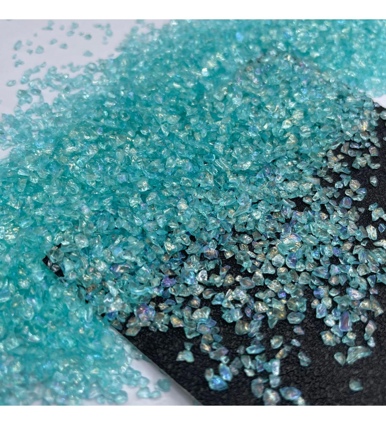 200g Aqua Blue Crushed Glass Chips for Crafts & Jewelry Making - 2-3mm Irregular Glitter Gem Stones - Buy Online on GoSupps.com