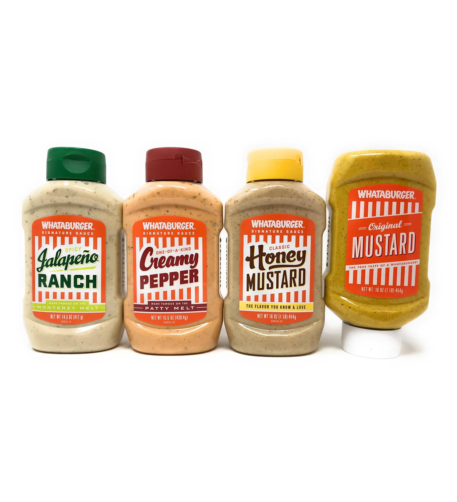 WHATABURGER Sauce Bundle - Mustard, Honey Mustard, Creamy Pepper, Jalapeno Ranch - Buy Online on GoSupps.com