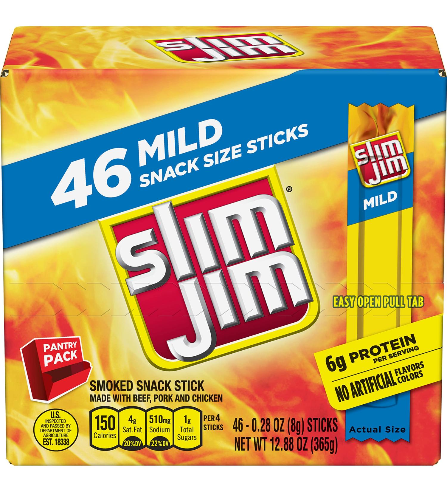 Buy Slim Jim Mild Smoked Snack Sticks - 46 Count Pantry Pack  0.28 oz Each - Buy Online on GoSupps.com