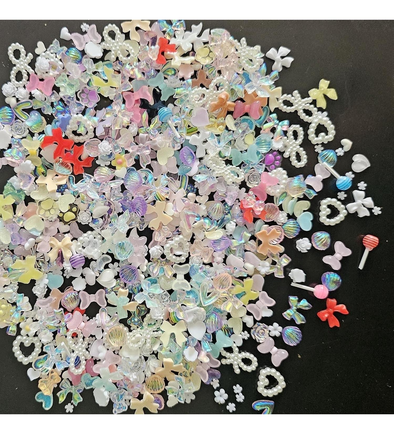 500PCS 3D Nail Charms - Butterfly, Bowknot, Flower, Heart, Pearls, Bear - Resin Nail Rhinestones for Nail Art Decoration & DIY Crafts - Buy Online on GoSupps.com