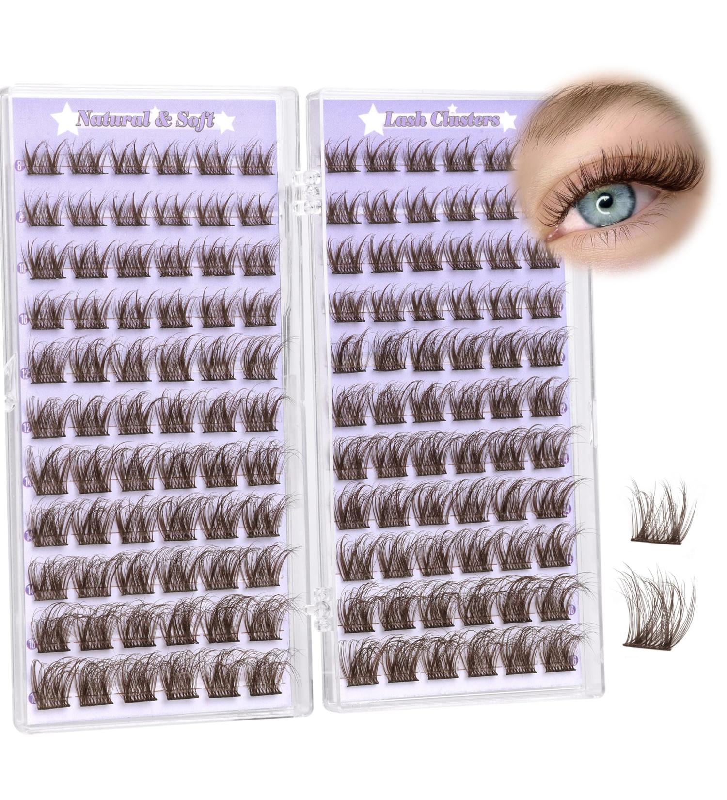 ALICE Brown Lash Clusters | Natural Wispy Dark Brown Eyelashes | 8-16mm C Curl Handmade Faux Mink 132 Pcs - Buy Online on GoSupps.com