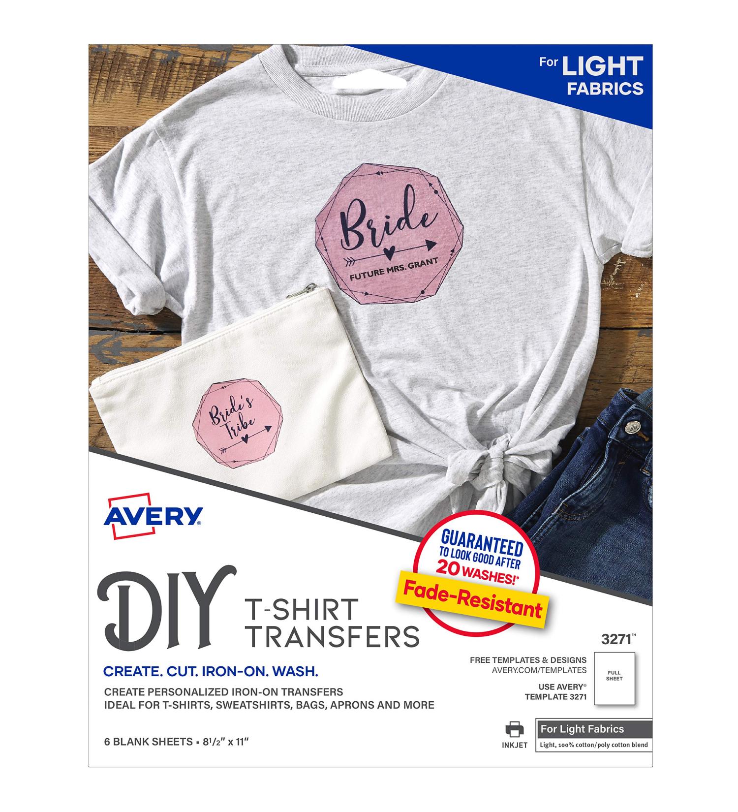 Avery Printable Heat Transfer Paper for Light Fabrics - 8.5x11 Inkjet Printer Transfers (6 Sheets) - Buy Online on GoSupps.com