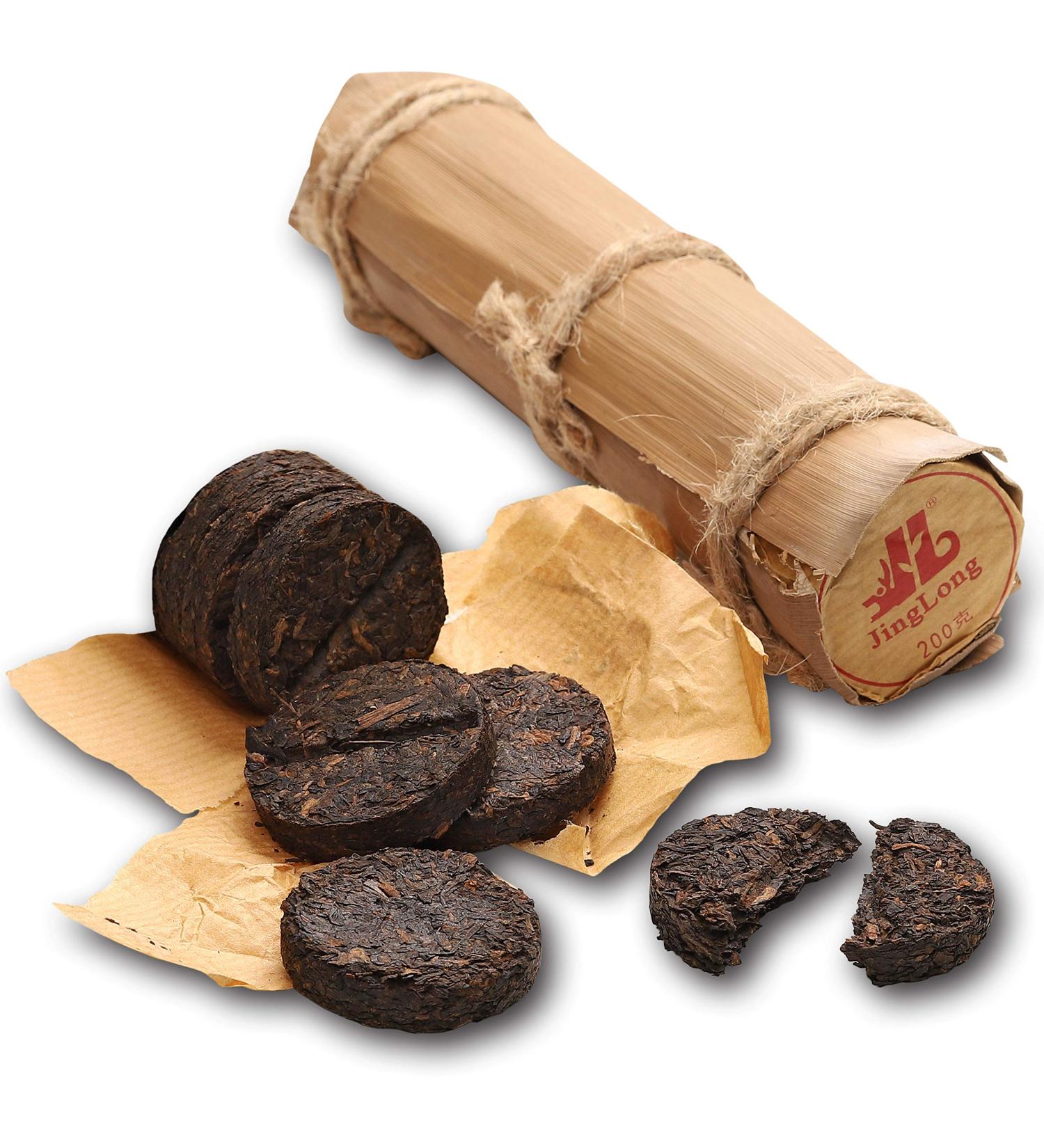 Jinglong Tea Factory Bamboo Leaf Tube Ripe Pu-erh Tea (80 Cups) 7.1oz - Premium Quality - Buy Online on GoSupps.com