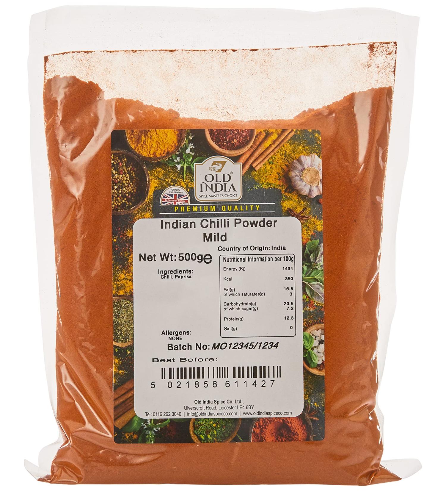 Old India Mild Indian Chilli Powder 500g - Authentic Spice Blend for Flavorful Dishes - Buy Online on GoSupps.com