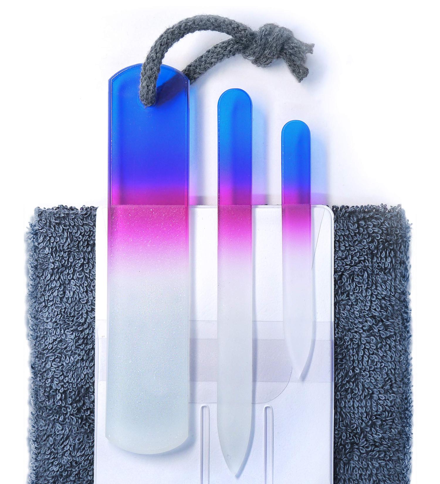 Genuine Czech Glass Nail File Set - Double Sided Etched Grit Surface, Callus Remover Foot Rasp, Manicure & Pedicure Tool Kit with Cotton Towel - Premium EU Quality by Gladzy Travel Set - Buy Online on GoSupps.com