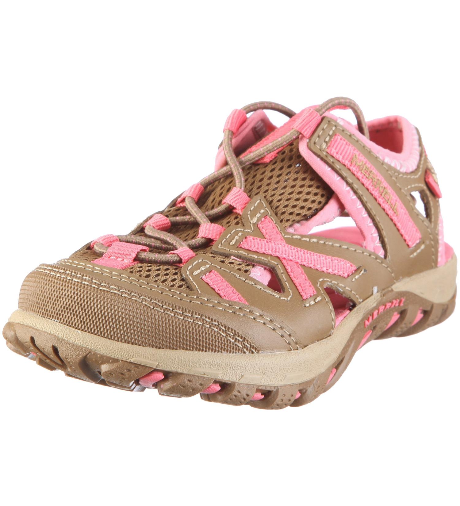 Merrell Waterpro Skip Kids Sandals | Unisex Outdoor Footwear 35 EU - Brown Otter/Strawberry Pink - Buy Online on GoSupps.com