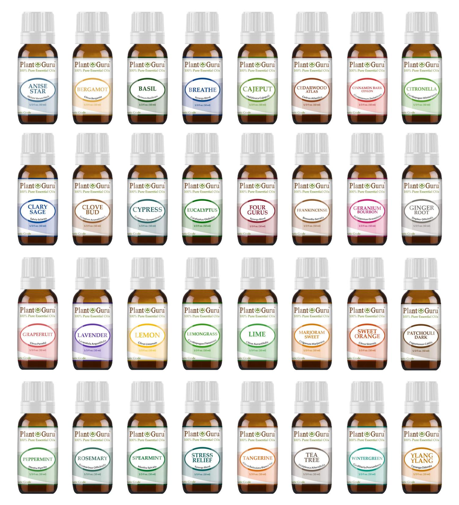 Ultimate Essential Oil Set 32-10 ml 100% Pure Therapeutic Grade for Aromatherapy Diffuser Skin Body Hair. Perfect for DYI Crafts Soap Lotion Cream Lip Balm and Candle Making.