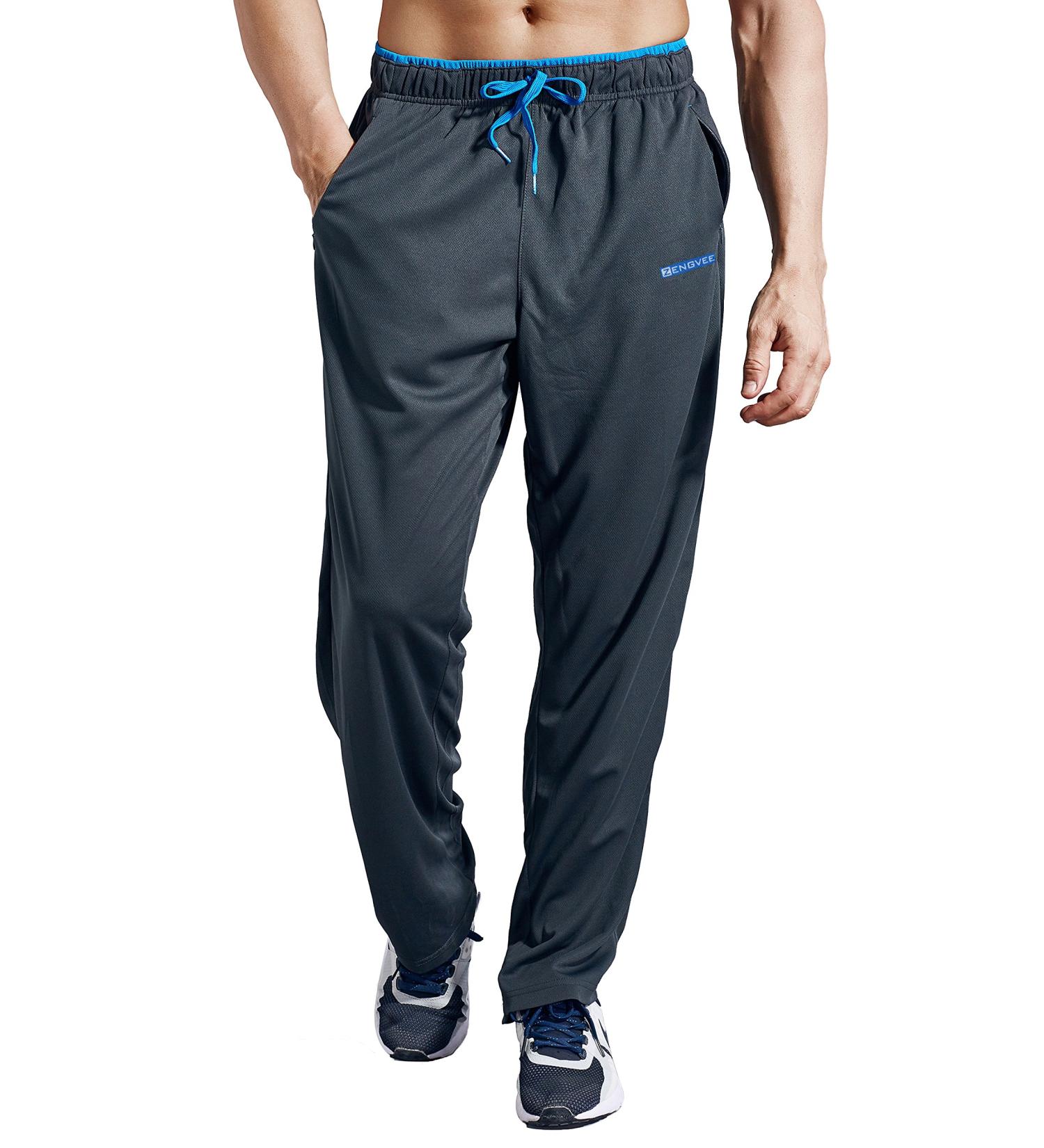 ZENGVEE Men's Sweatpants with Zipper Pockets - Gray Athletic Pants for Jogging, Gym, Running - Large - Buy Online on GoSupps.com