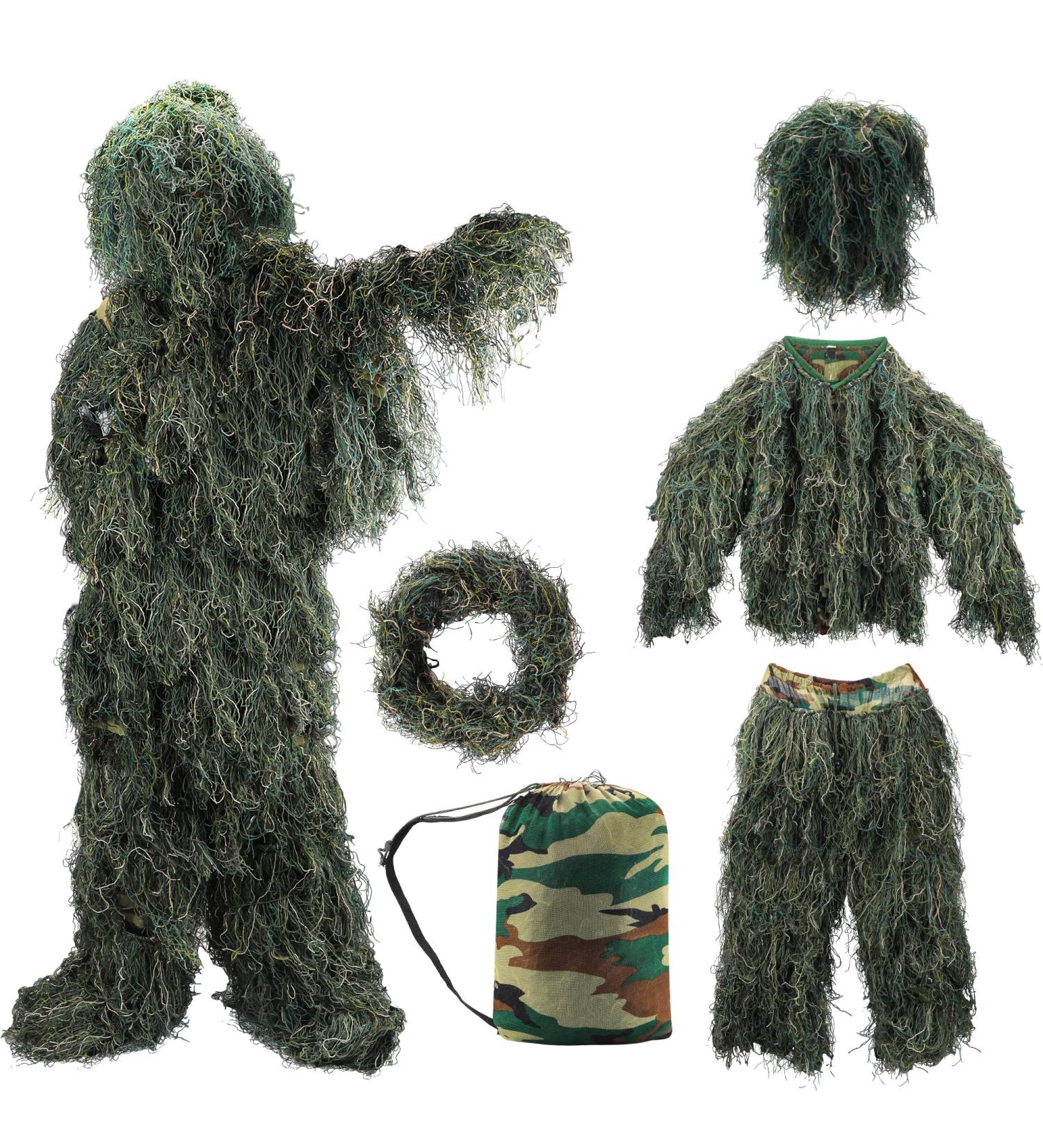 ZORVEM Kids Ghillie Suit 3D Camouflage Hunting Apparel - Sizes S/M/L/XL/XXL - Buy Online on GoSupps.com