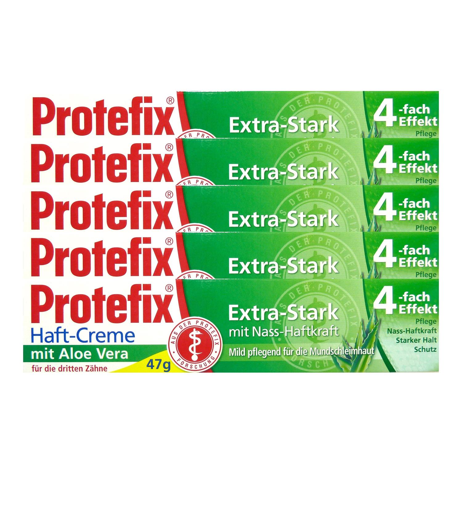 Protefix 5x Protefix Adhesive Cream Aloe Vera Extra-Strong with wet adhesive power 40 ml piece