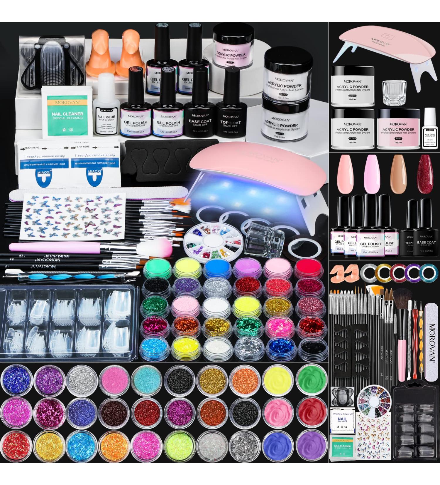 Morovan Acrylic Nail Kit with UV Light - Complete Gel Polish Set for DIY Nail Art at Home - Buy Online on GoSupps.com