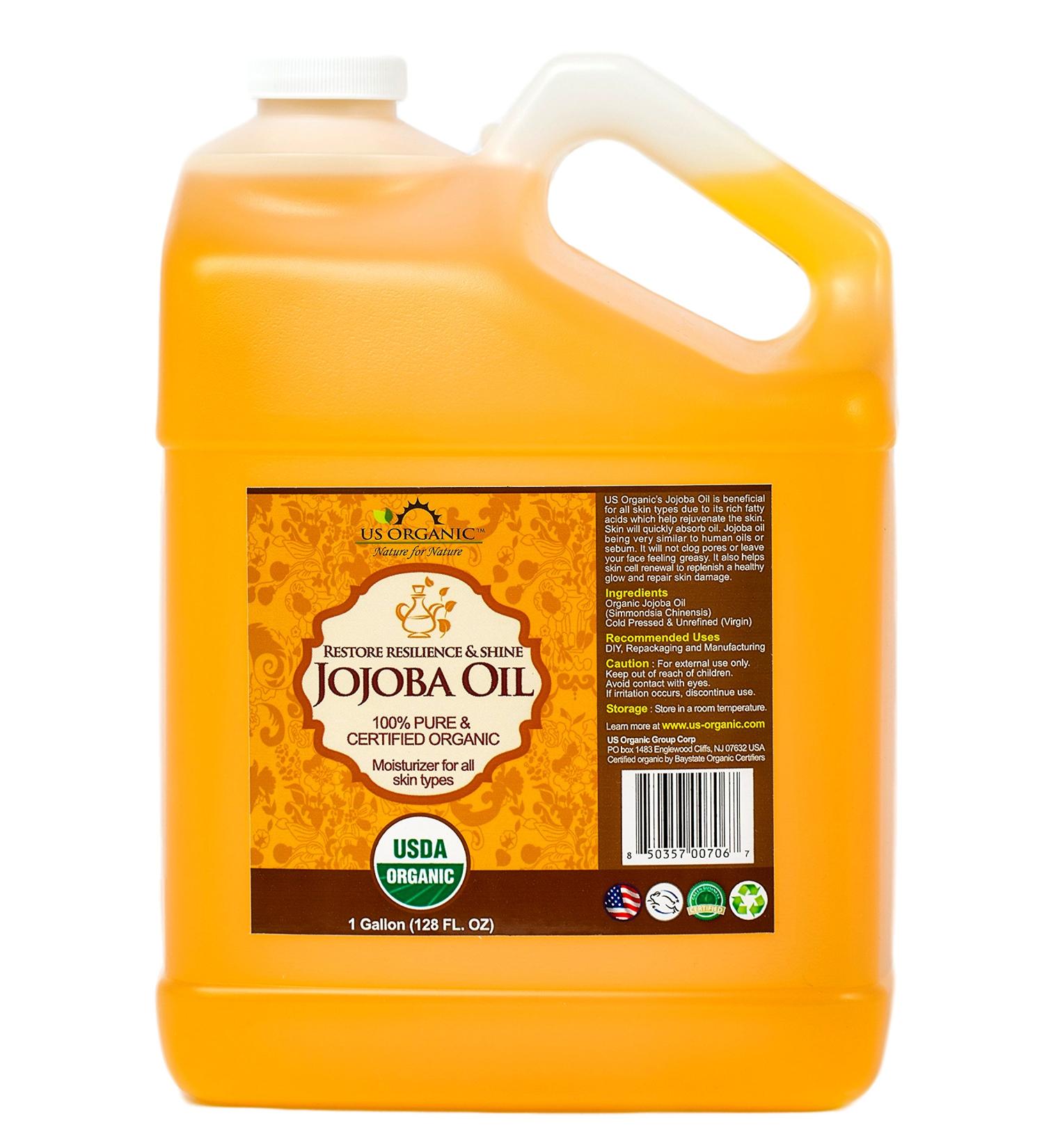 US Organic Jojoba Oil - 100% Pure Cold Pressed USDA Certified - 128 oz (1 Gallon) for DIY & Manufacturing - Buy Online on GoSupps.com