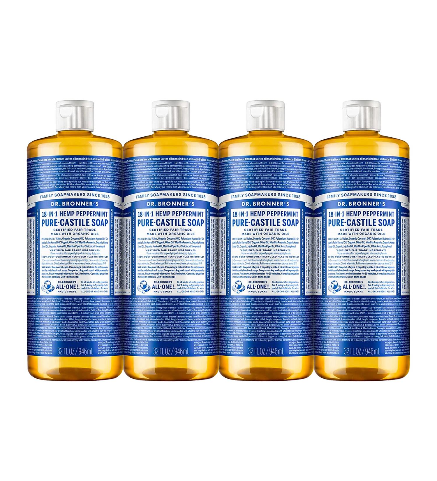 Dr. Bronner's Tea Tree Pure-Castile Liquid Soap - 32 Fl Oz - Organic Vegan Formula for Acne, Dandruff, Laundry, Pets - Non-GMO - Buy Online on GoSupps.com