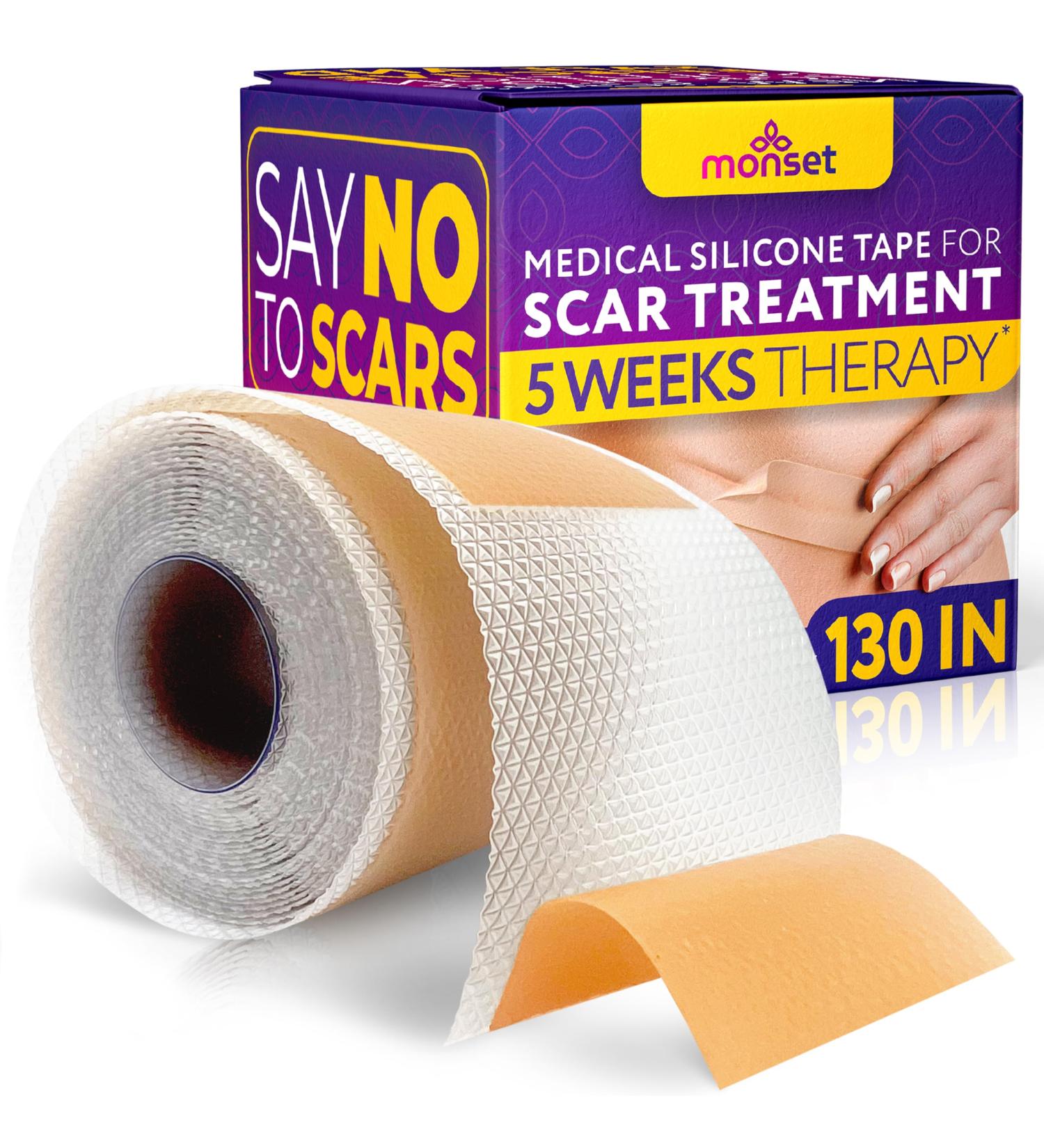 Silicone Scar Tape for Effective Scar Removal | Medical Grade 130x1.5 Inch Roll for Surgical Acne & Keloid Scars - Buy Online on GoSupps.com
