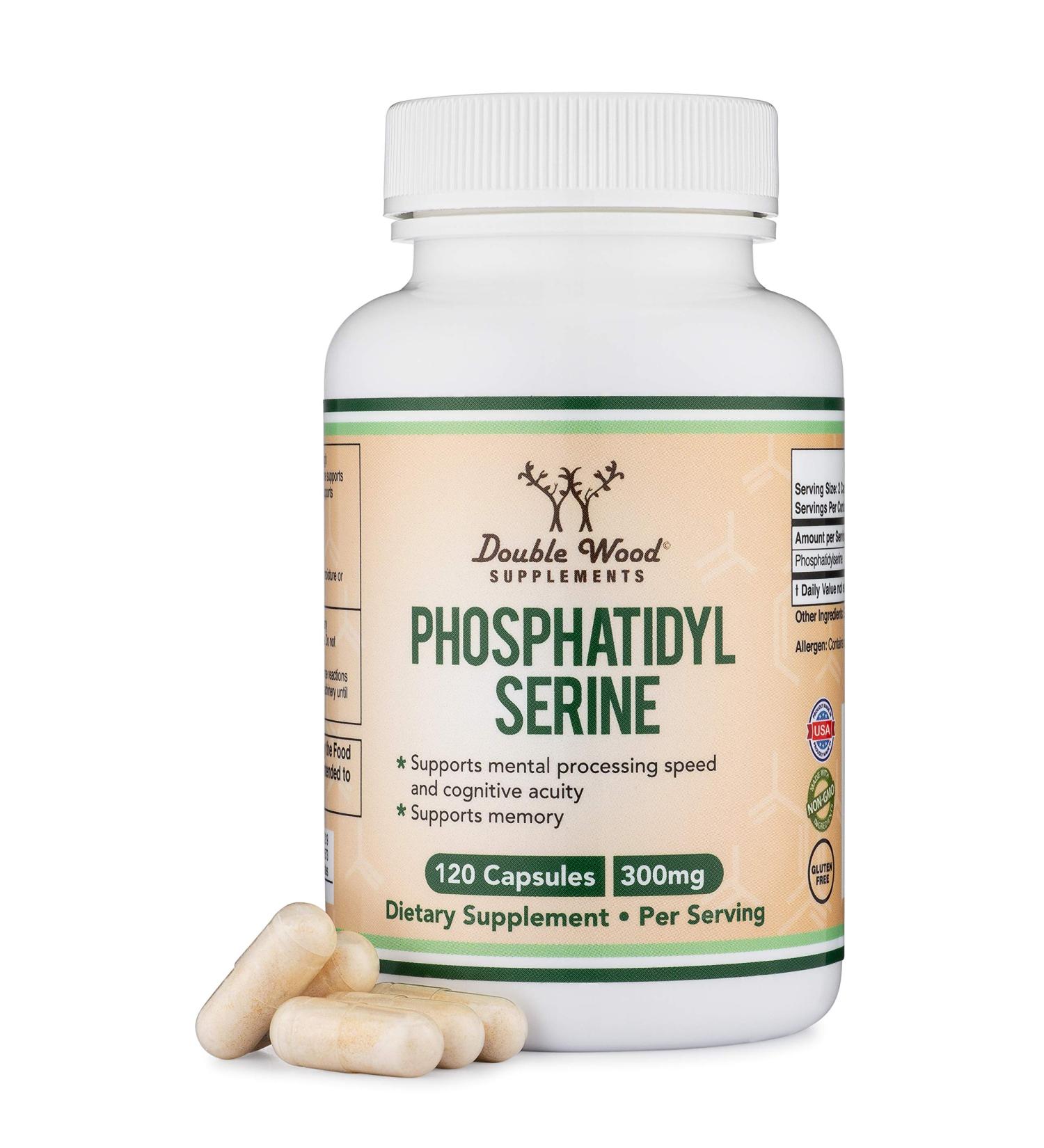 Double Wood Supplements Phosphatidyl Serine 300mg - 120 Capsules | Enhance Memory & Focus - Buy Online on GoSupps.com
