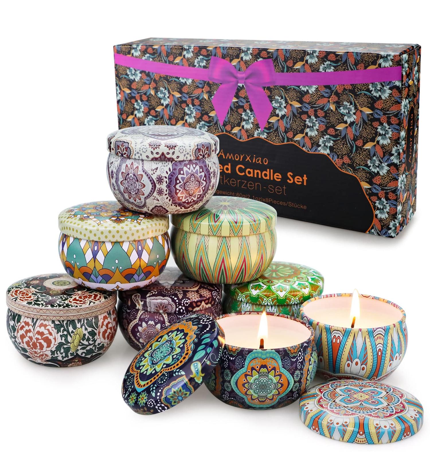 Fragrance Candles Gift Set for Women | 8x60g Nature Soy Wax Candles | Relaxing Perfume for Mom | Perfect for Mother's Day Christmas & Birthdays | 120h Burn Time - Buy Online on GoSupps.com