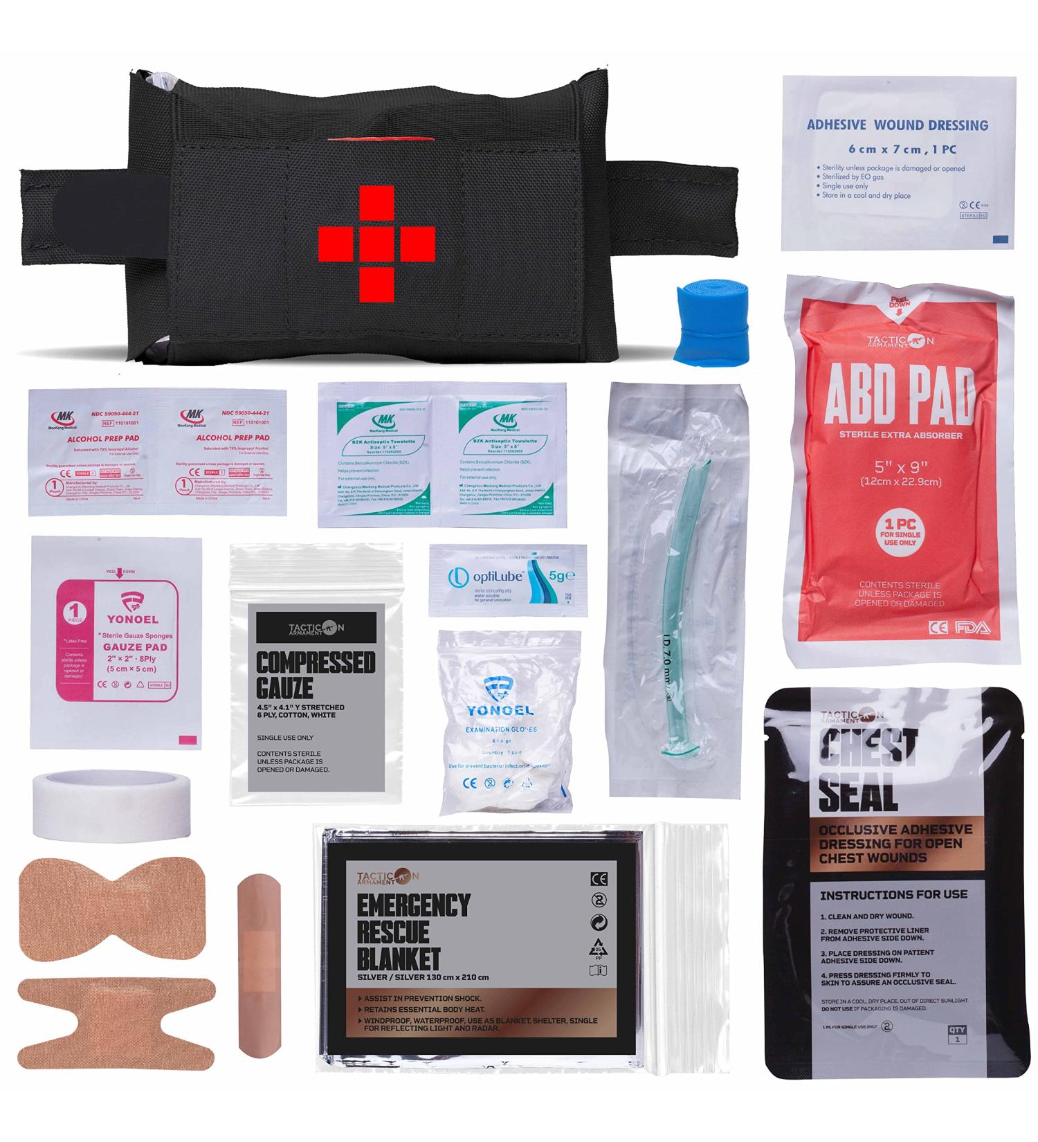 TACTICON V1 Compact IFAK Trauma First Aid Kit | EDC Survival Medical Pouch for Everyday Carry | Tactical Emergency Medical Pack for Belt, Vest, Car, Hiking, and Sports - Black - Buy Online on GoSupps.com