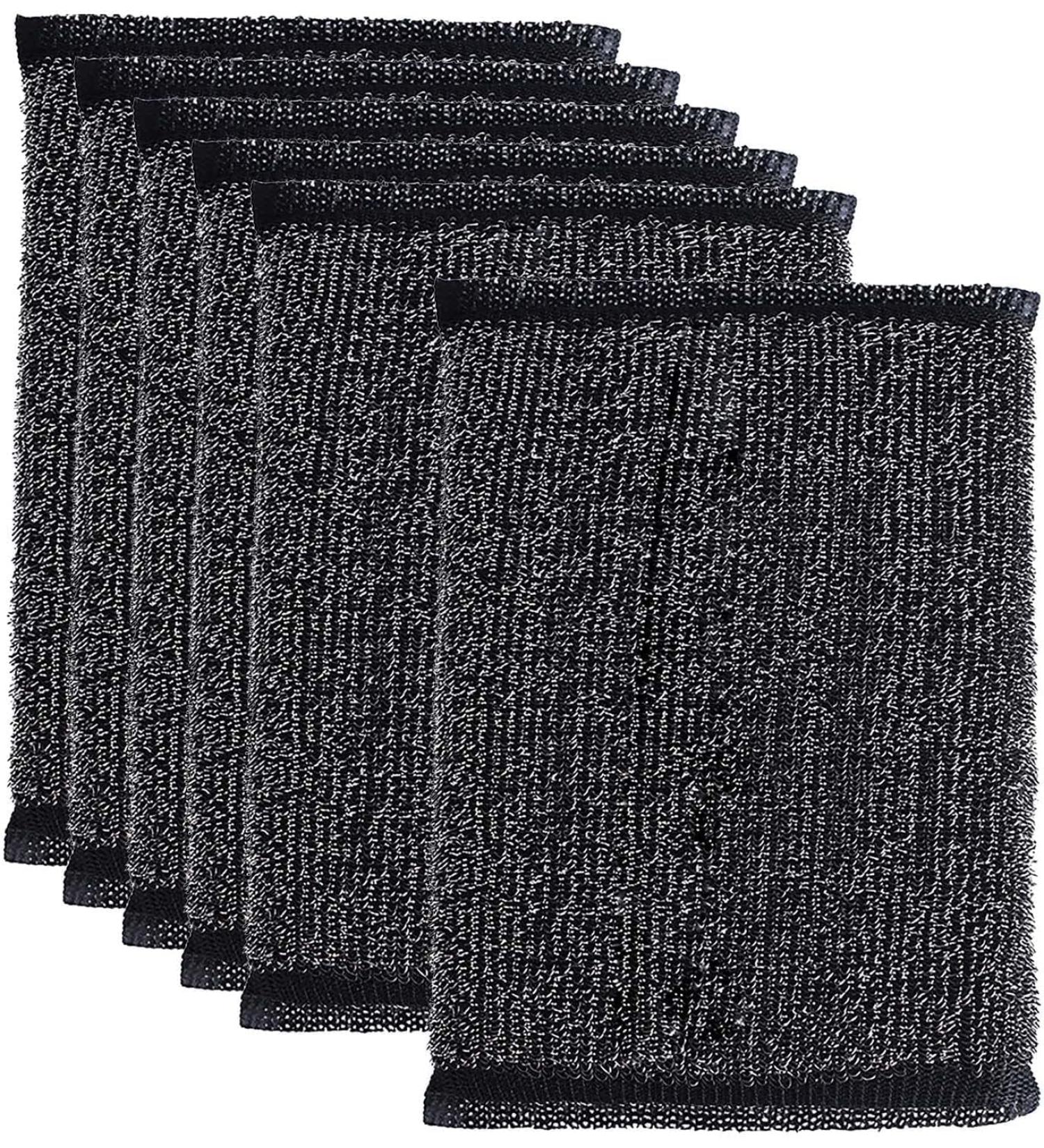 Cleaning Brush 6PCS Stainless Steel Sponge Wipe Sponge Descaling Wire Cloth Kitchen Pot Wipe Pot Artifact Cleaning Cloth Steel Ball Scouring Pad Soap Brush for Shower One Size Black